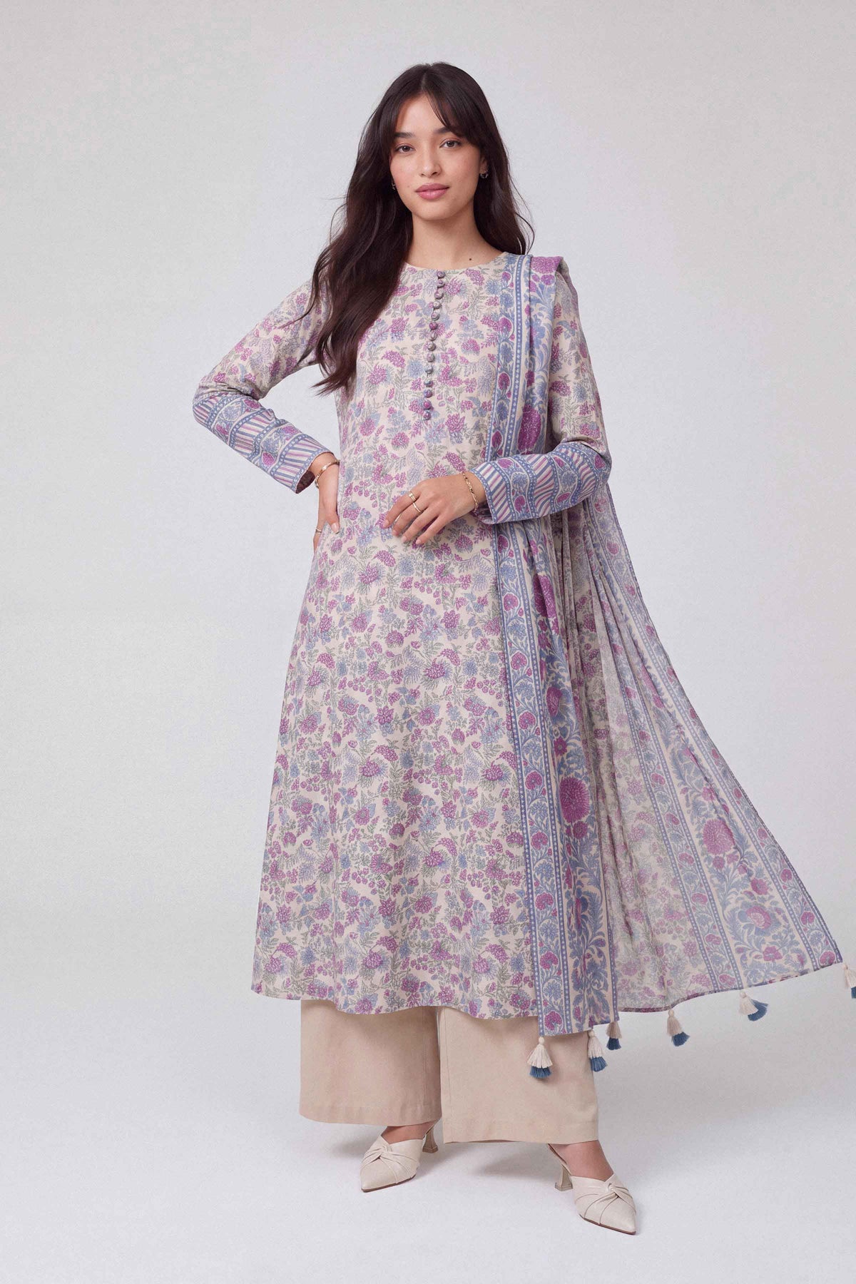 3 Piece - Dyed Printed Loose Fabric - 42604049