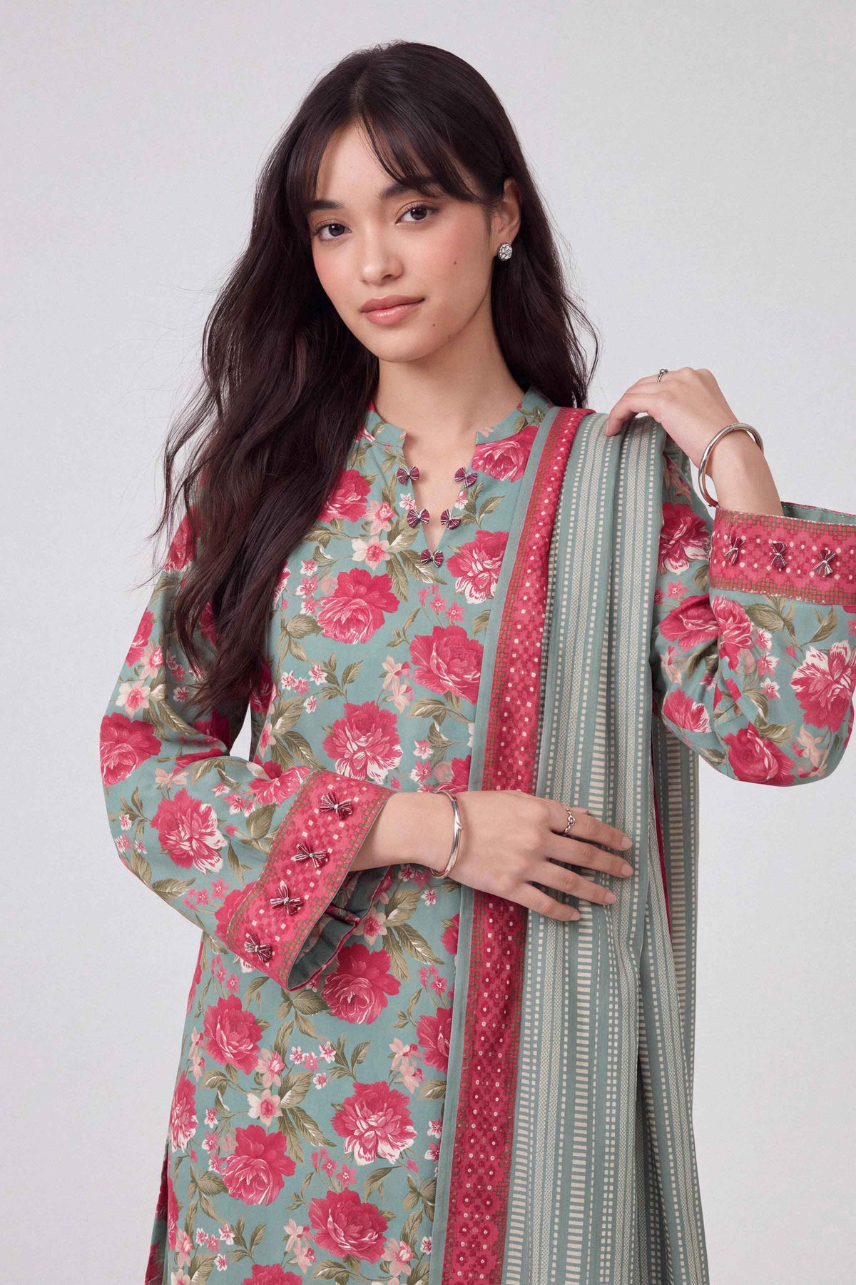3 Piece - Dyed Printed Loose Fabric - 42604050