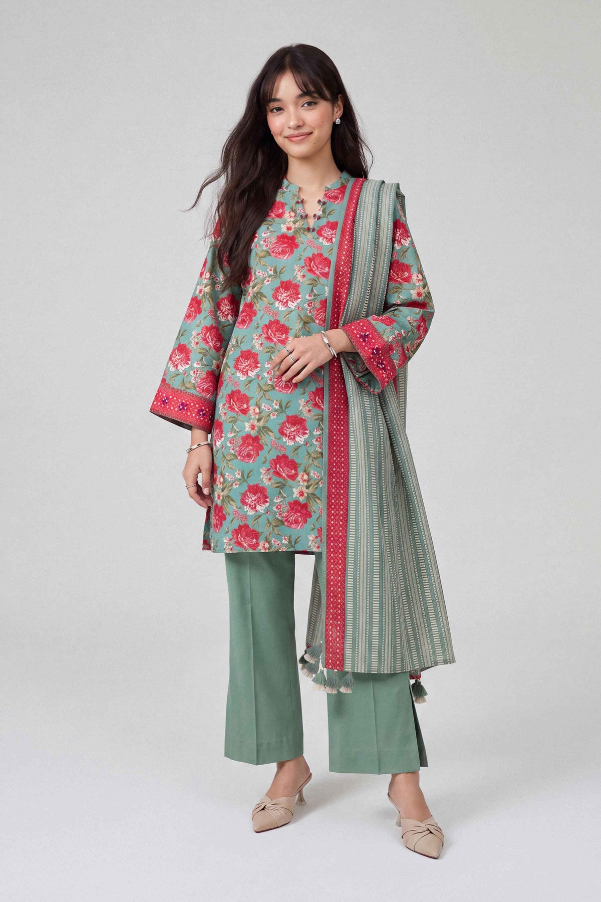 3 Piece - Dyed Printed Loose Fabric - 42604050
