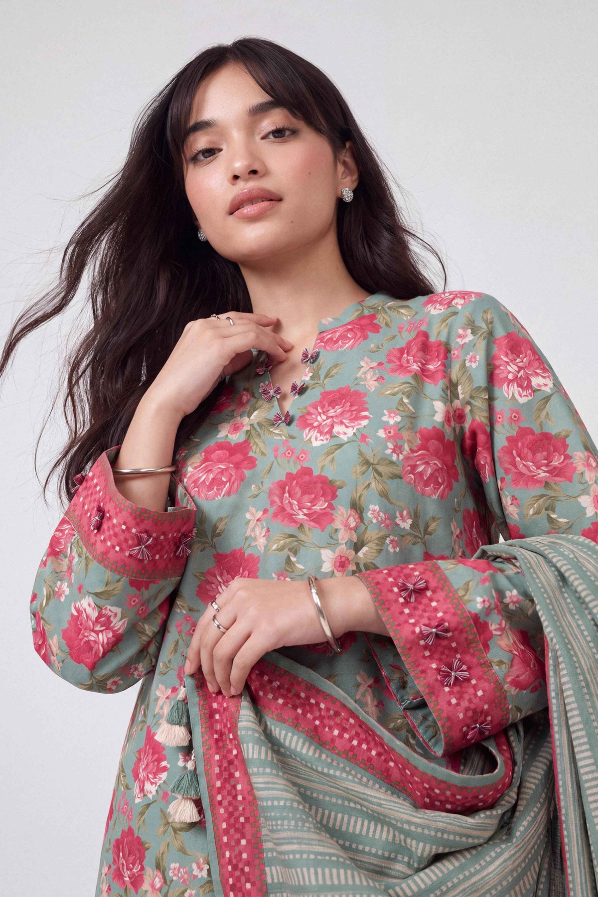 3 Piece - Dyed Printed Loose Fabric - 42604050