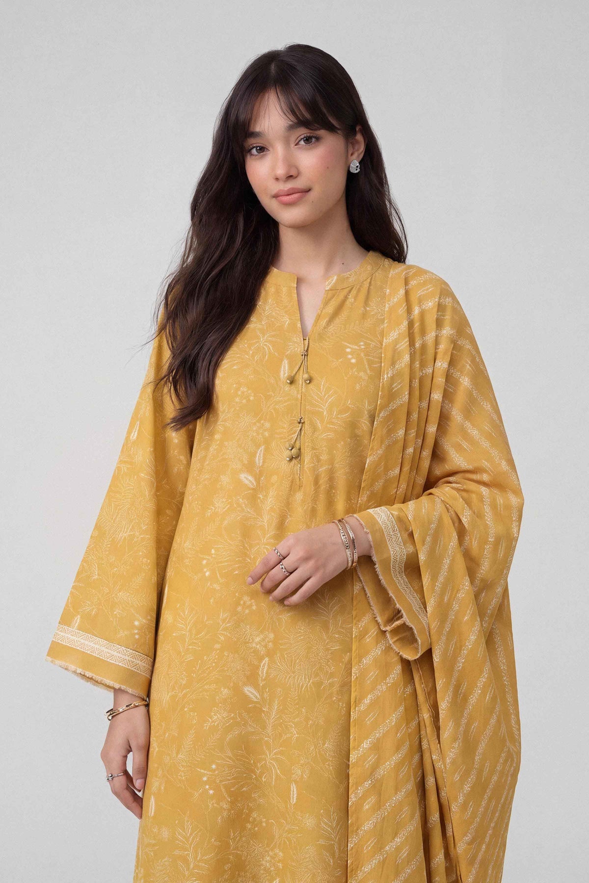3 Piece - Dyed Printed Loose Fabric - 42604052