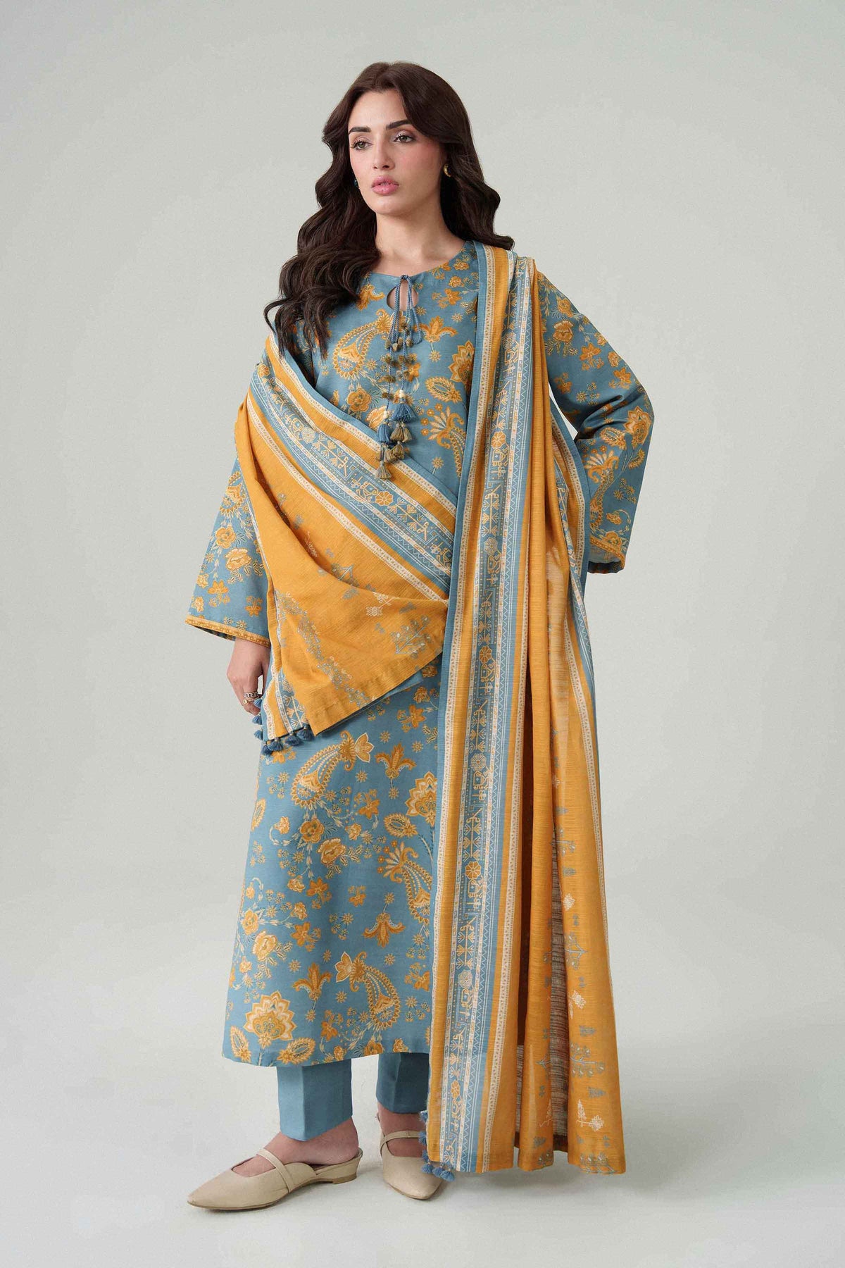 3 Piece - Dyed Printed Loose Fabric - 42604063