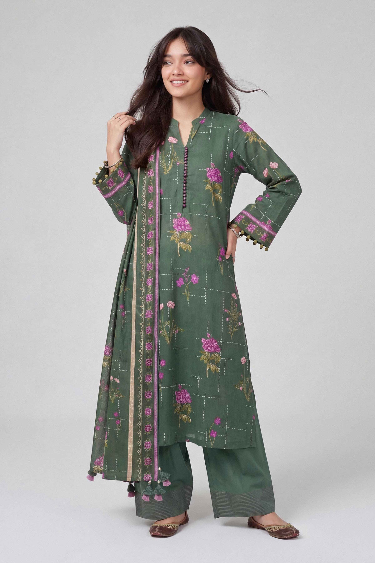 3 Piece - Dyed Printed Loose Fabric - 42604058