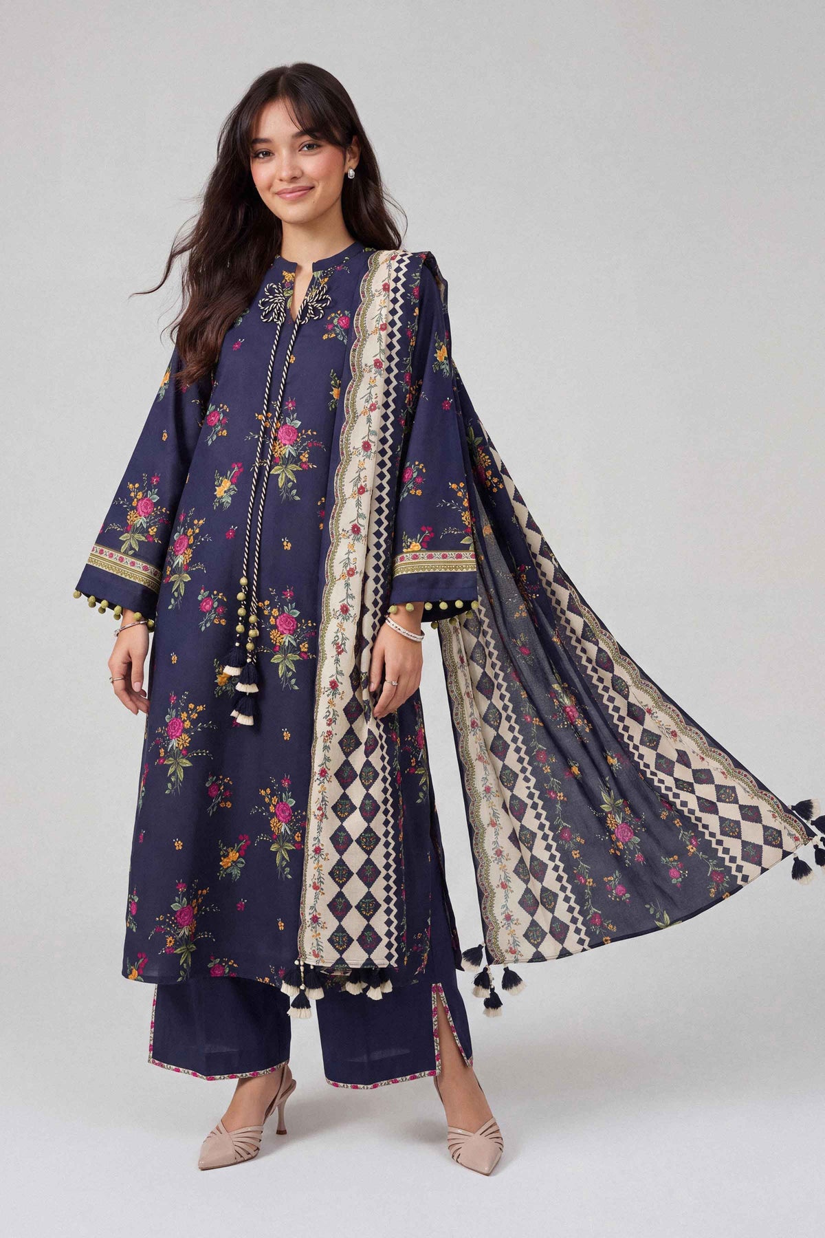 3 Piece - Dyed Printed Loose Fabric - 42604059