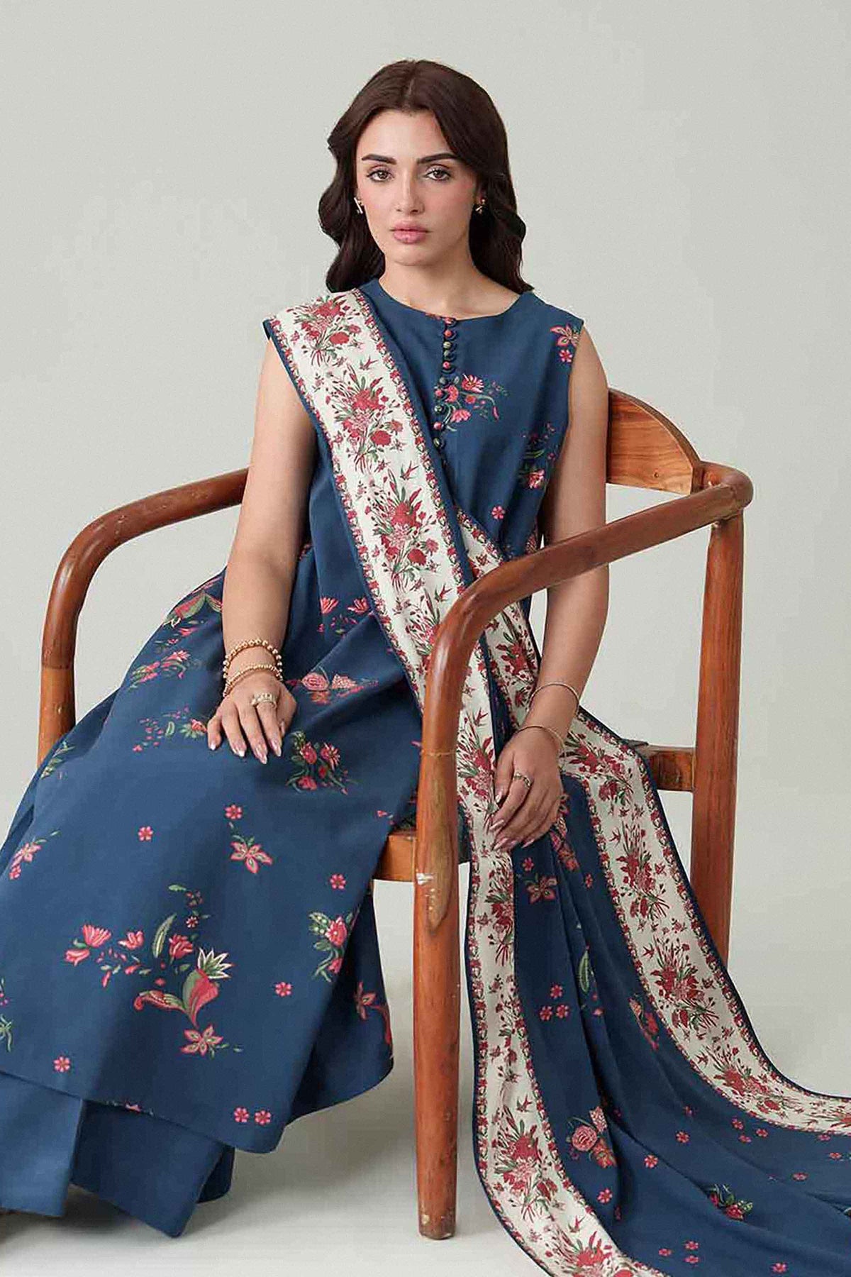 3 Piece - Digital Dyed Printed Loose Fabric - 42604093