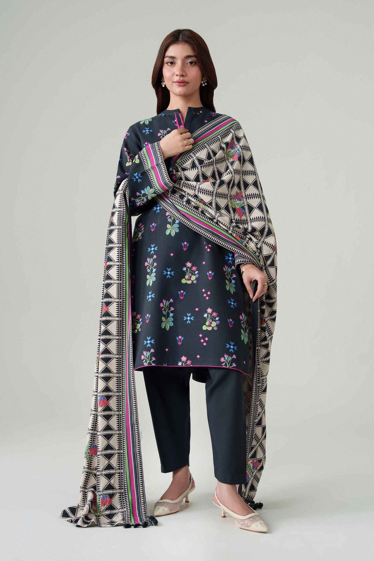 3 Piece - Digital Dyed Printed Loose Fabric - 42604094