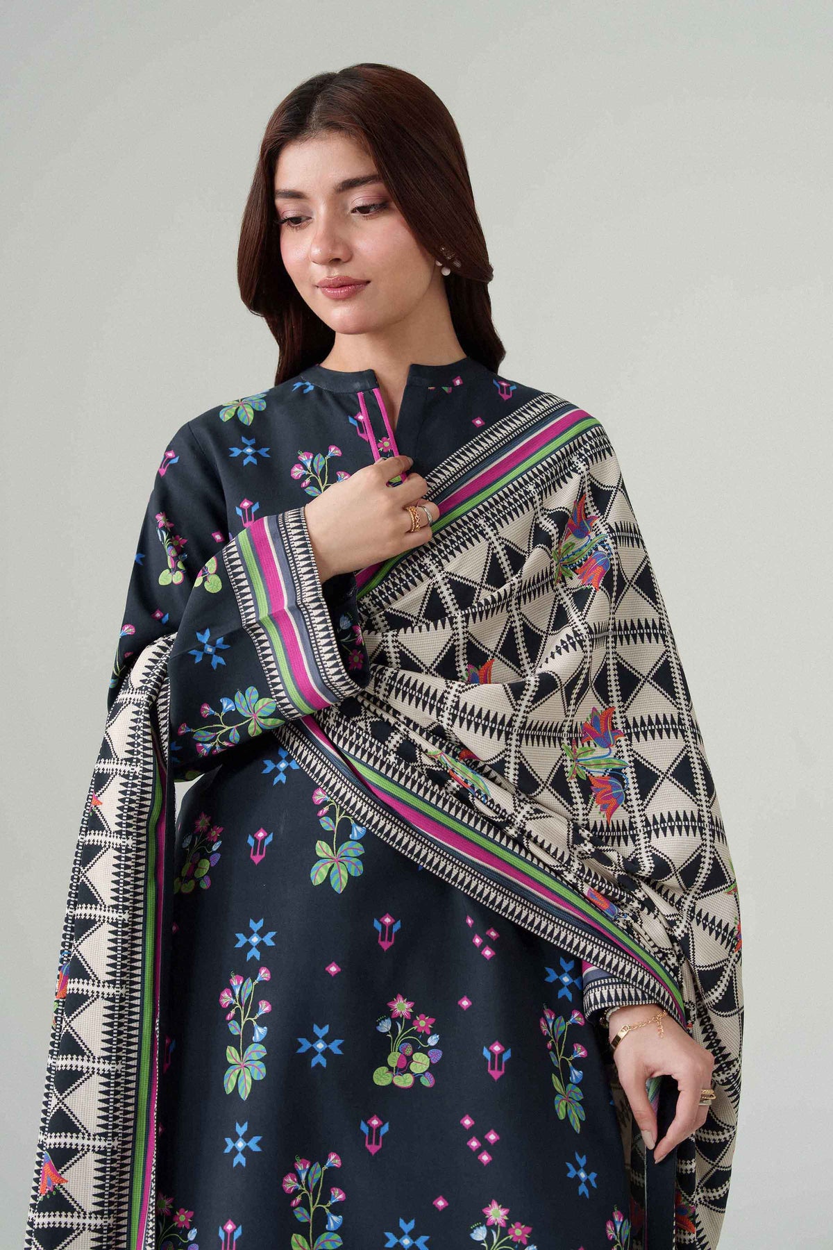 3 Piece - Digital Dyed Printed Loose Fabric - 42604094