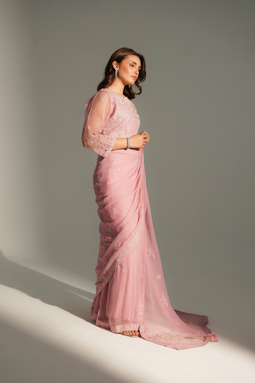 3 Piece Chiffon Embroidered Suit (FW0020)