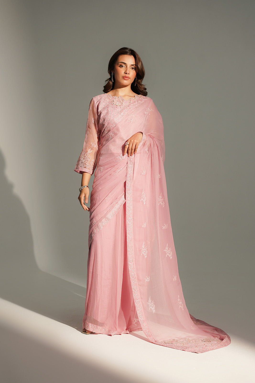 3 Piece Chiffon Embroidered Suit (FW0020)