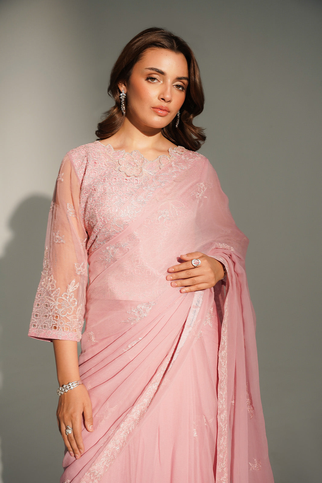 3 Piece Chiffon Embroidered Suit (FW0020)