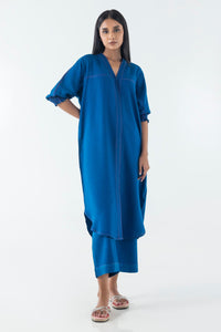Stitched Deep Blue Printed Shirt + Culotte