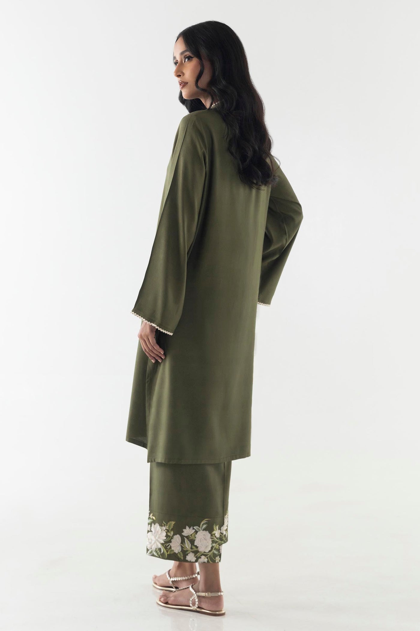Stitched Olive Printed Shirt + Culotte