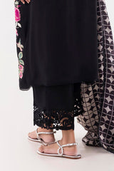 Stitched Black Embroidered Culotte