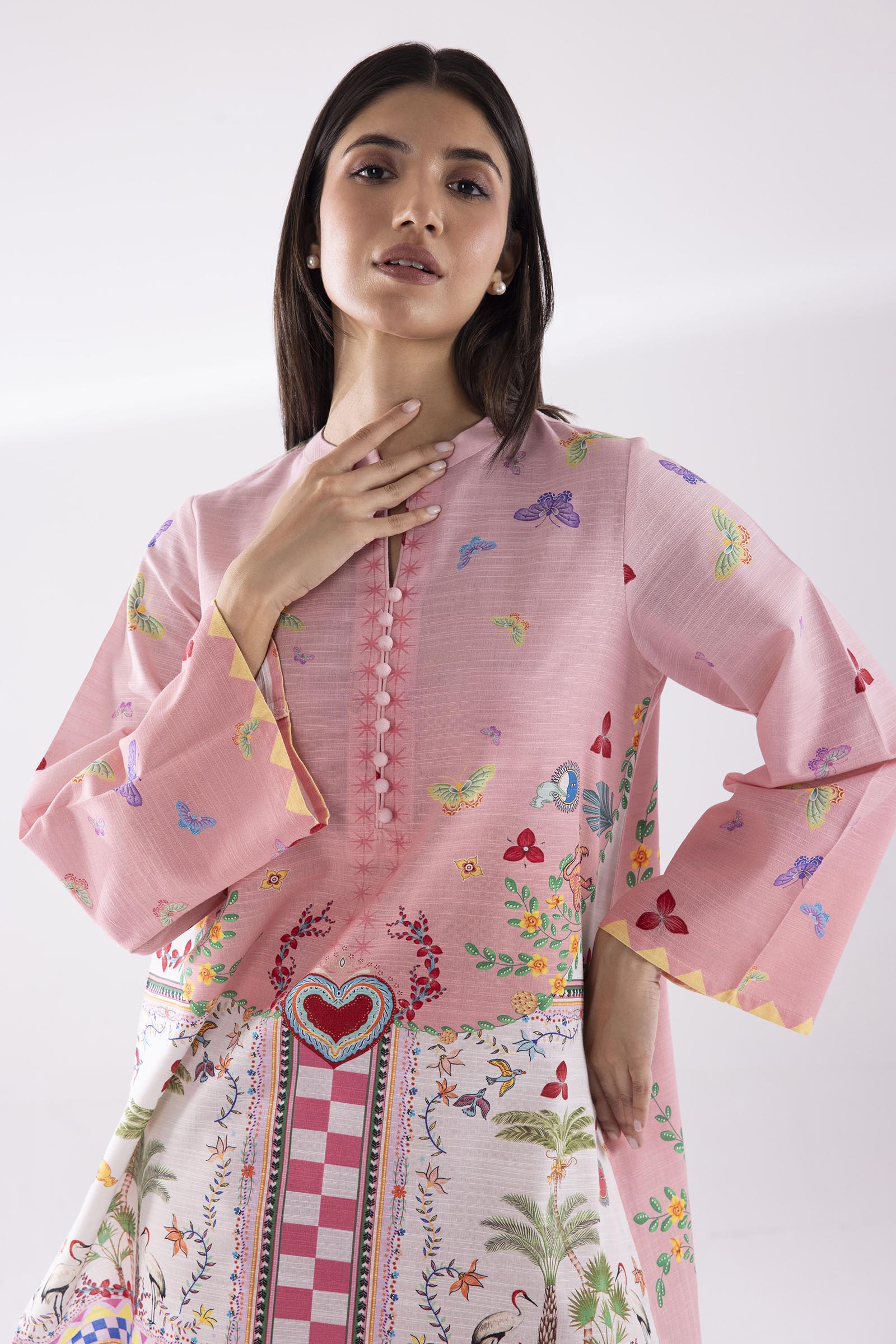 Stitched Printed Khaddar Shirt + Culotte