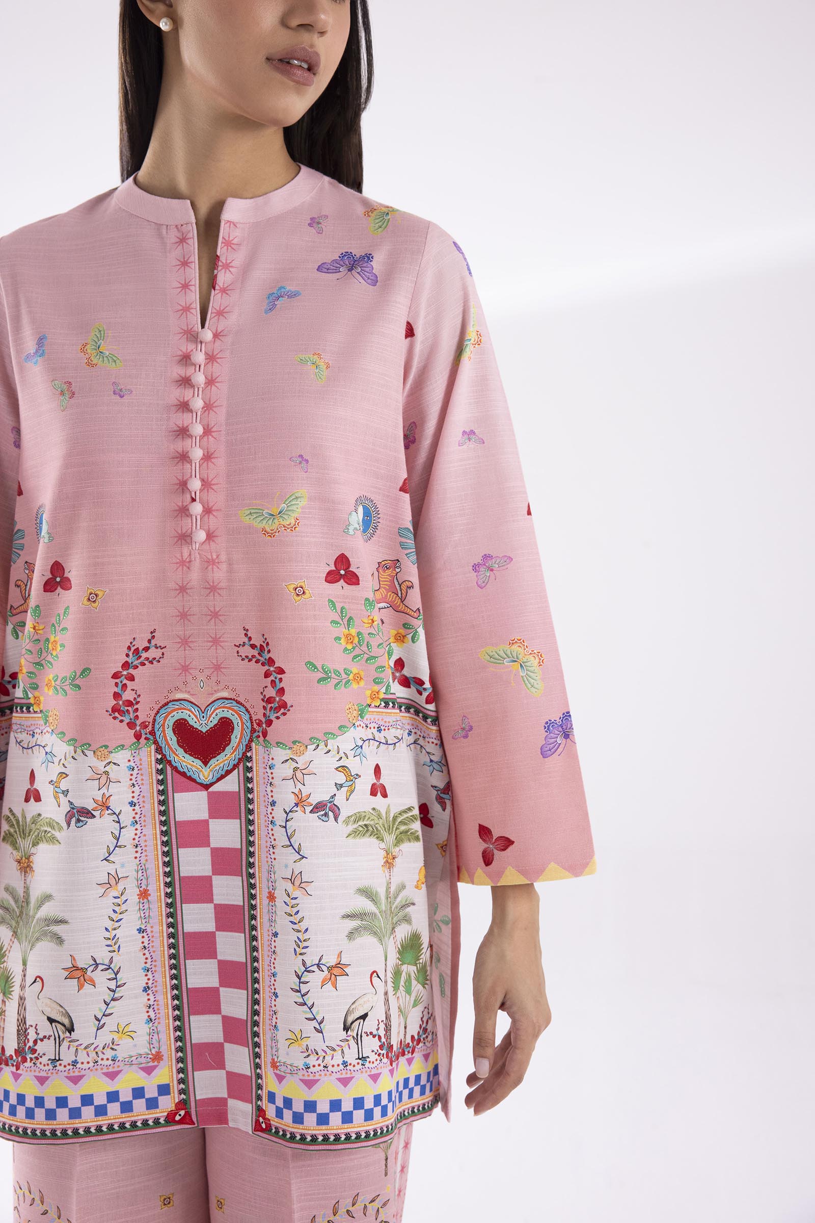 Stitched Printed Khaddar Shirt + Culotte