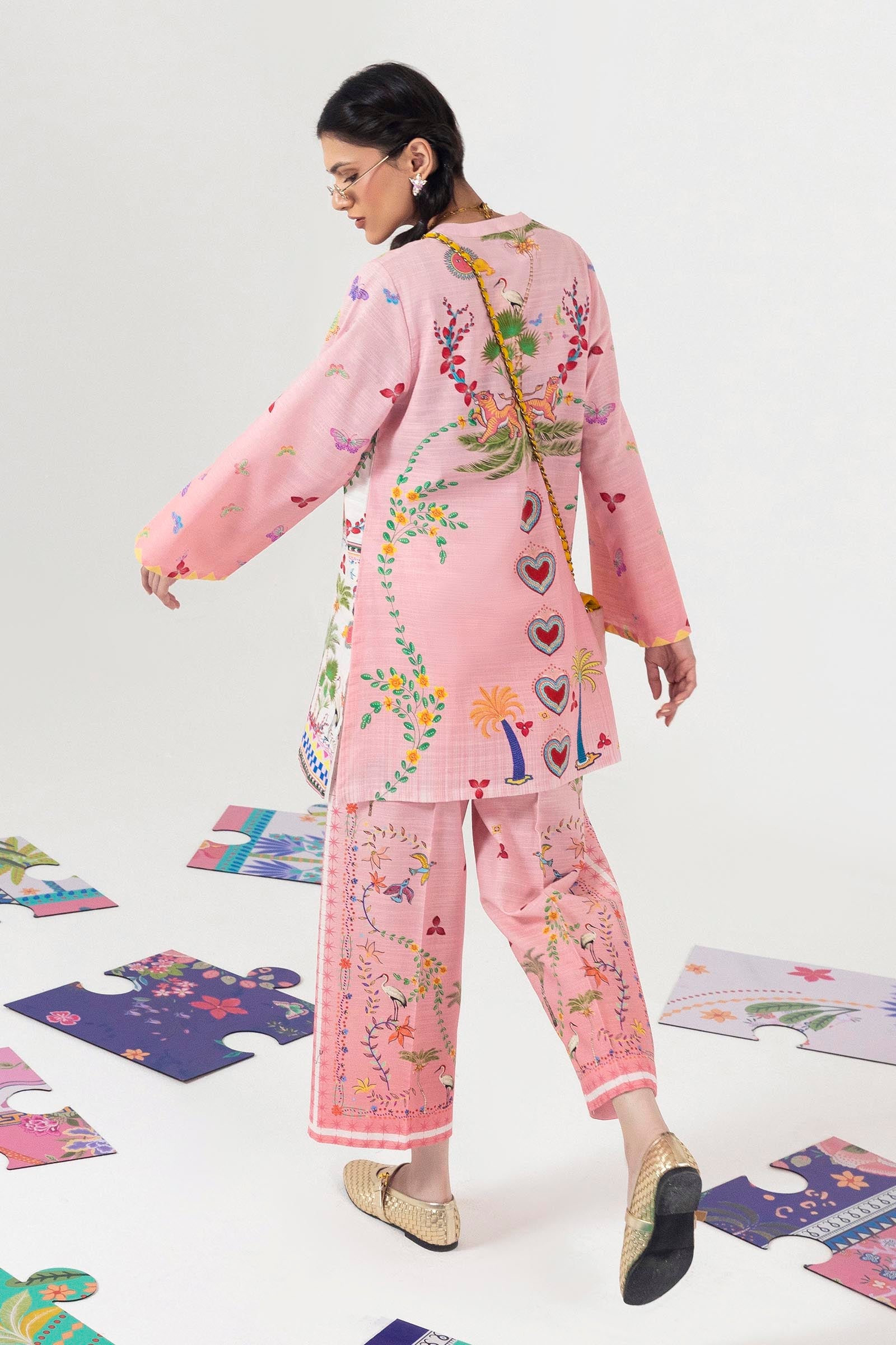 Stitched Printed Khaddar Shirt + Culotte