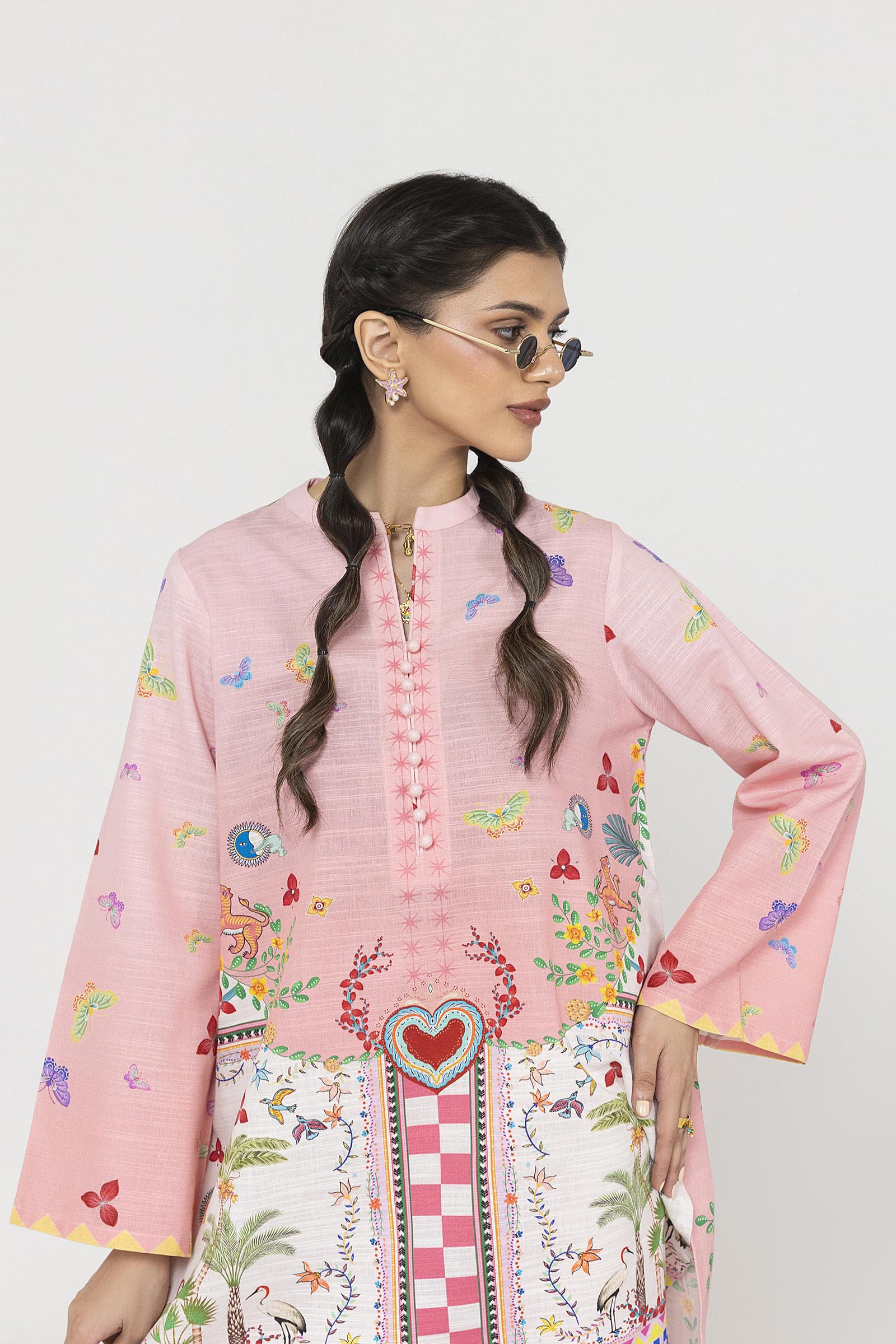 Stitched Printed Khaddar Shirt + Culotte