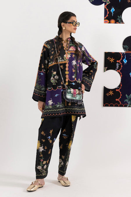 Stitched Printed Khaddar Shirt + Shalwar