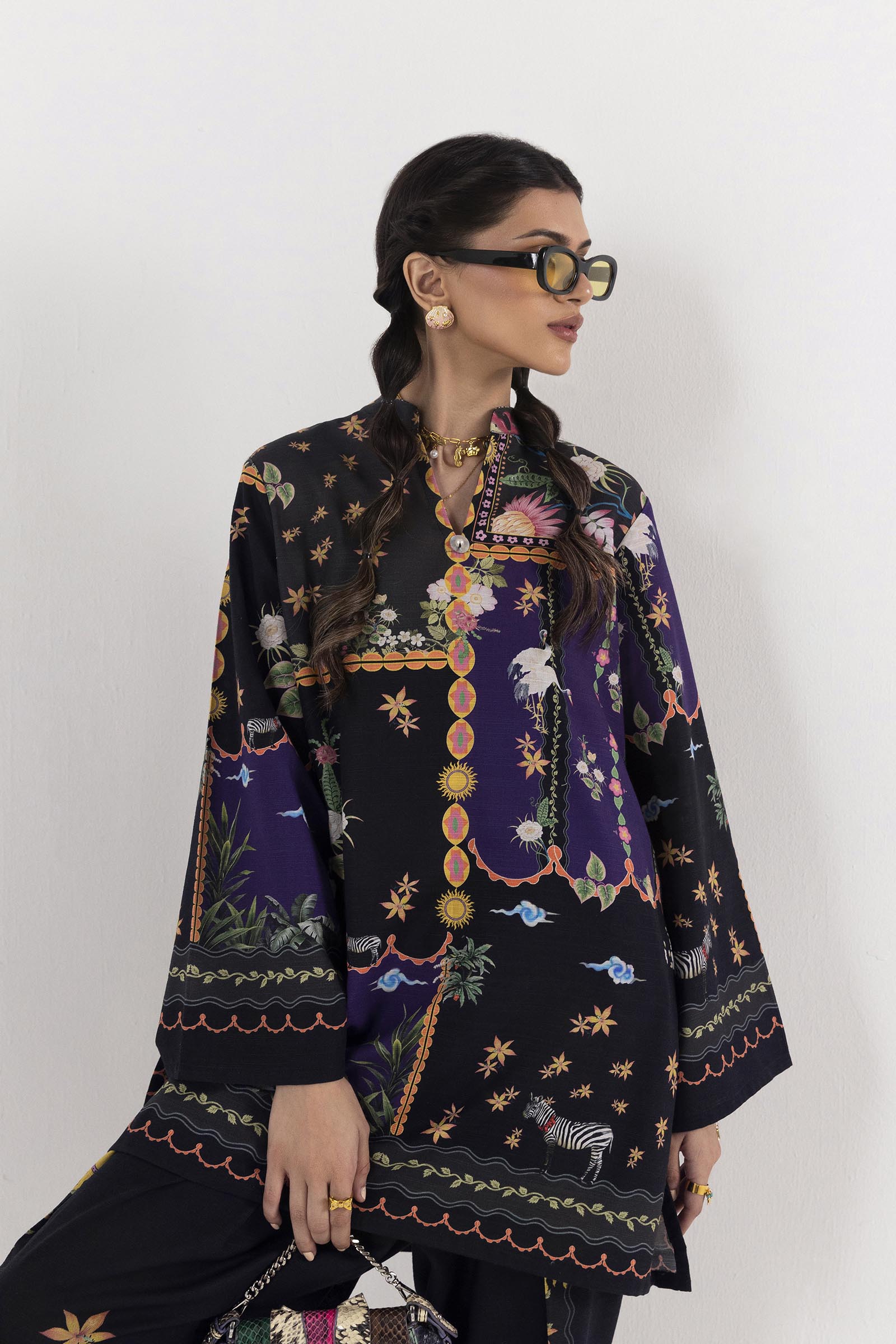 Stitched Printed Khaddar Shirt + Shalwar
