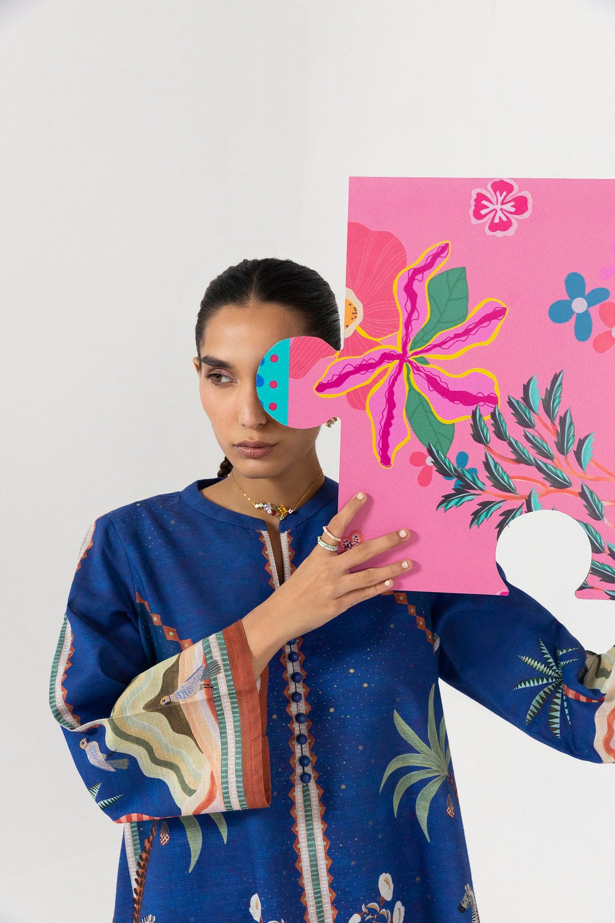 Stitched Printed Khaddar Shirt
