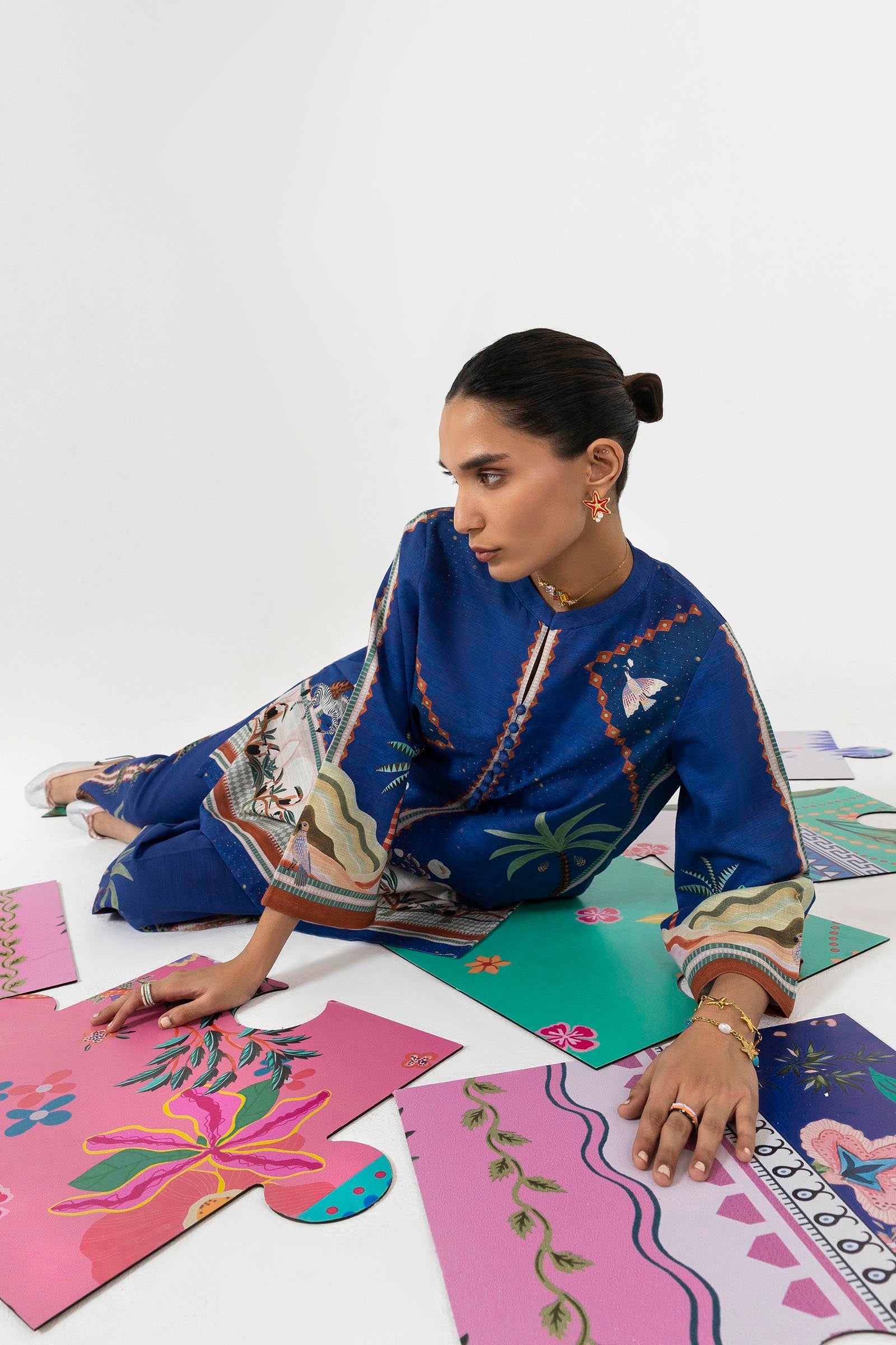 Stitched Printed Khaddar Shirt