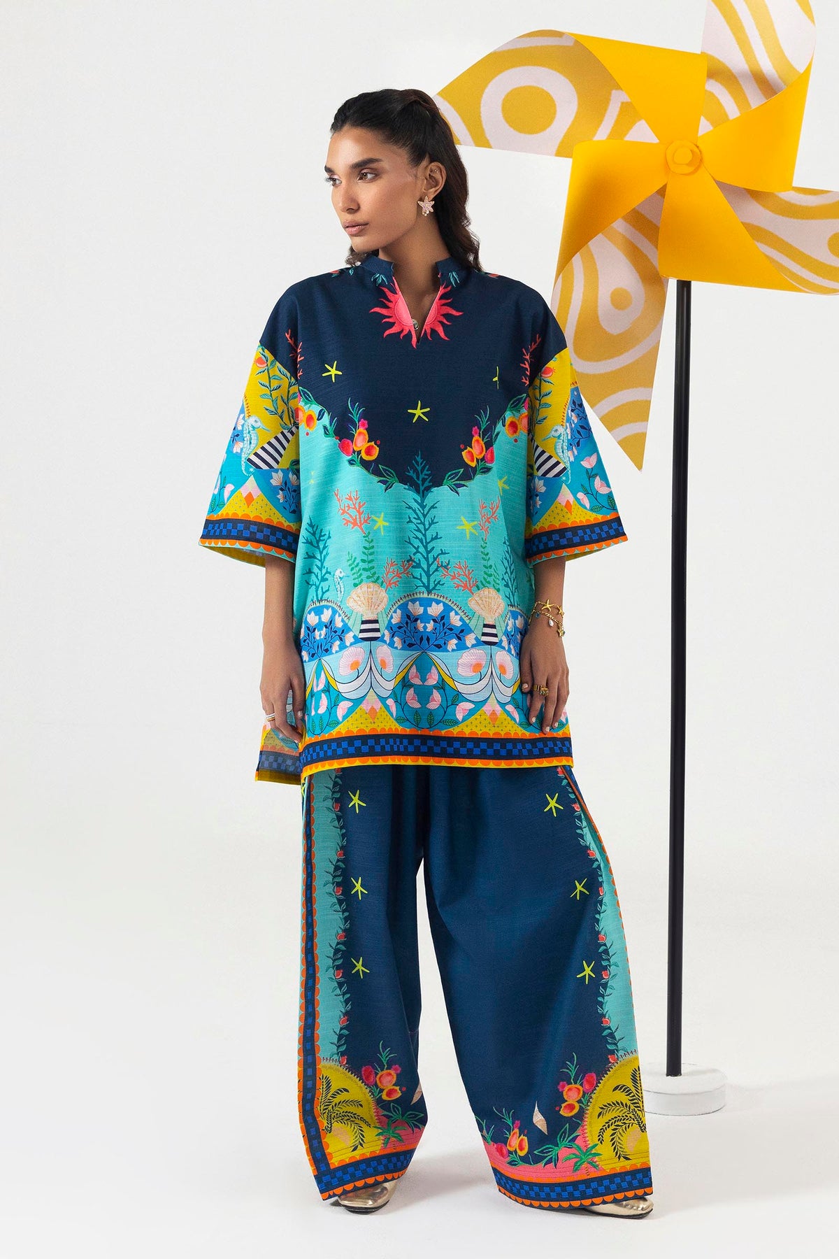 Stitched Printed Khaddar Shirt