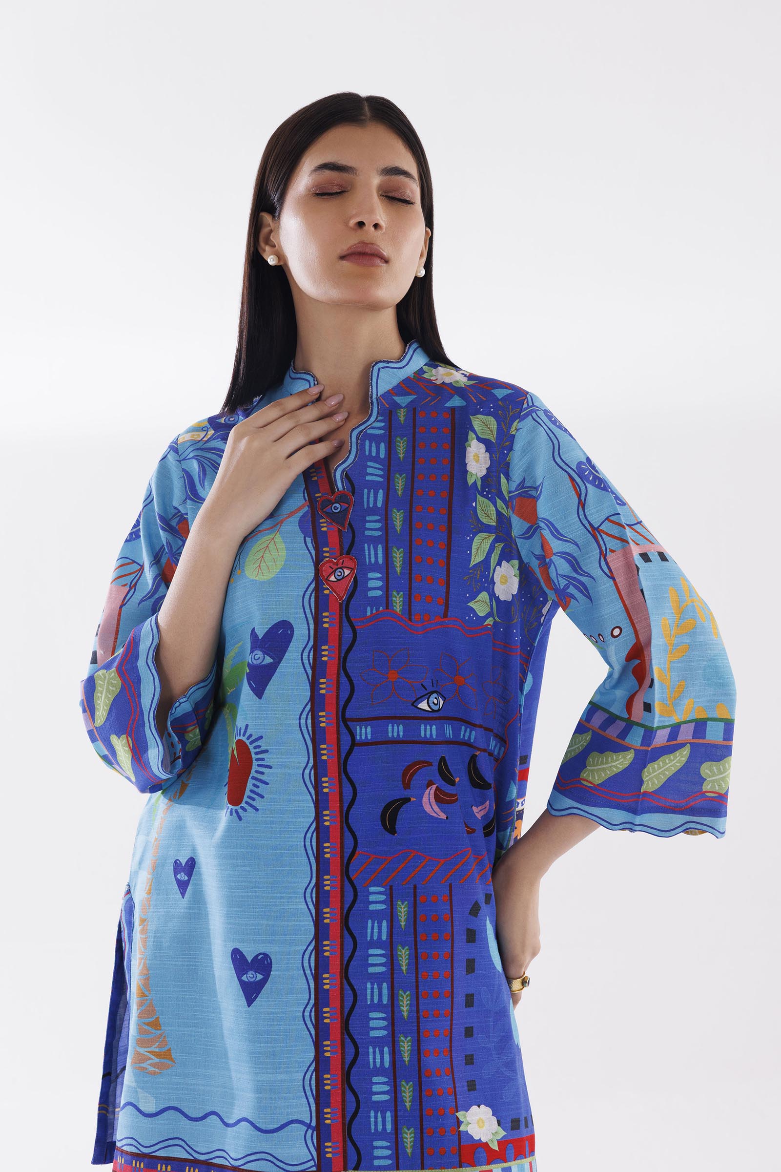 Stitched Printed Khaddar Shirt + Shalwar