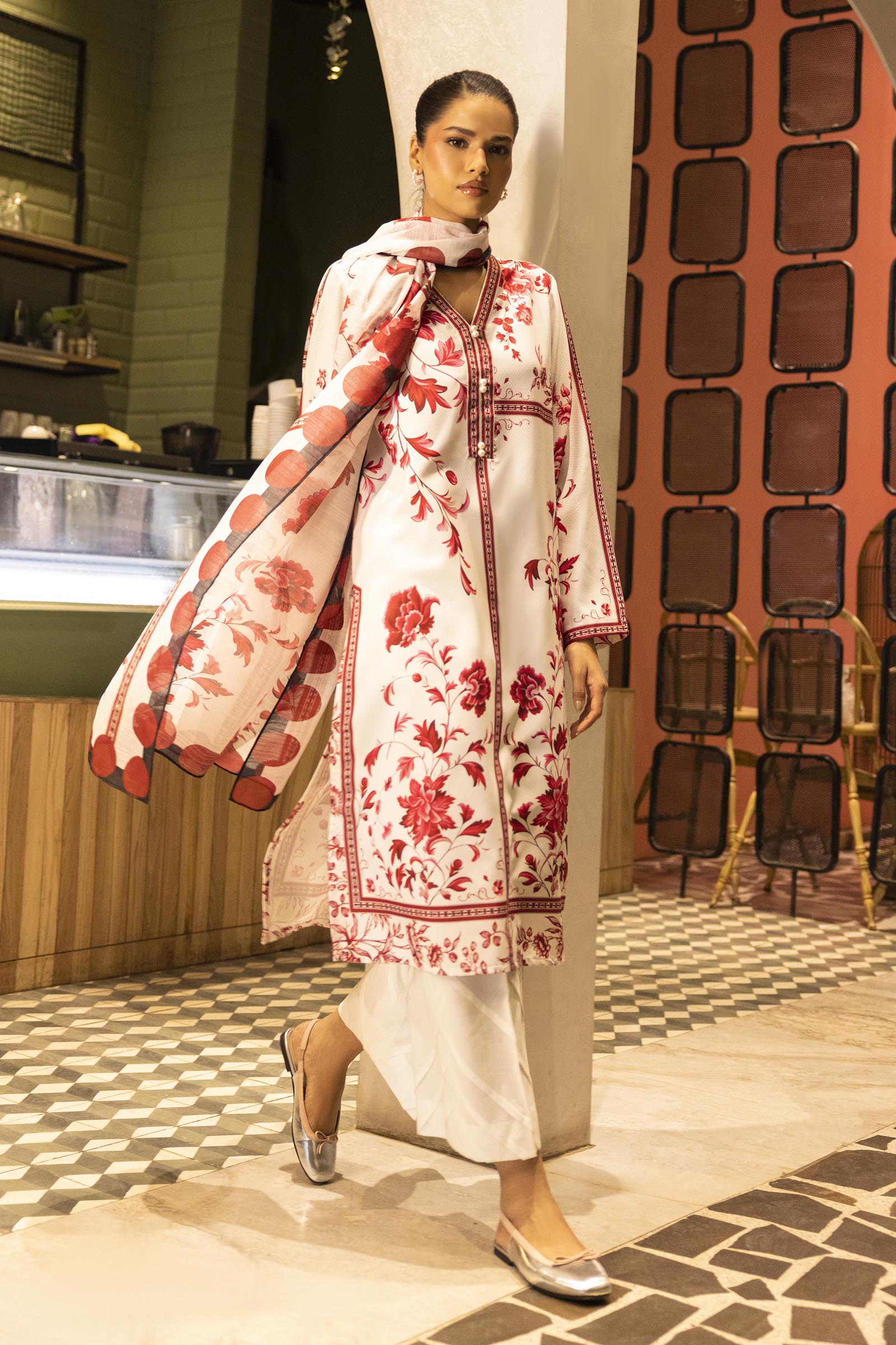 Stitched Printed Dobby Shirt + Dupatta