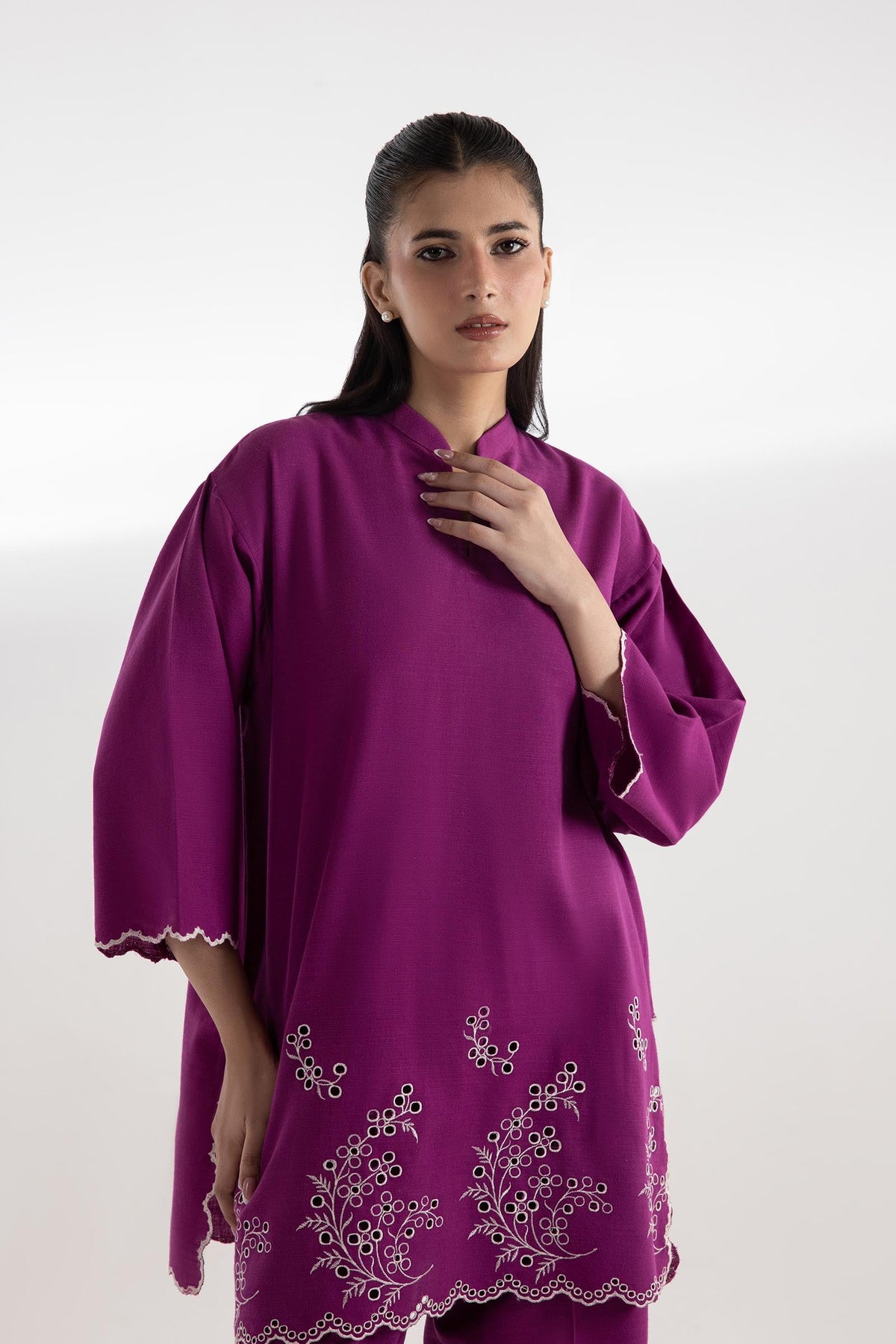 Stitched Slub KhaddarShirt + Culotte