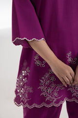 Stitched Slub KhaddarShirt + Culotte