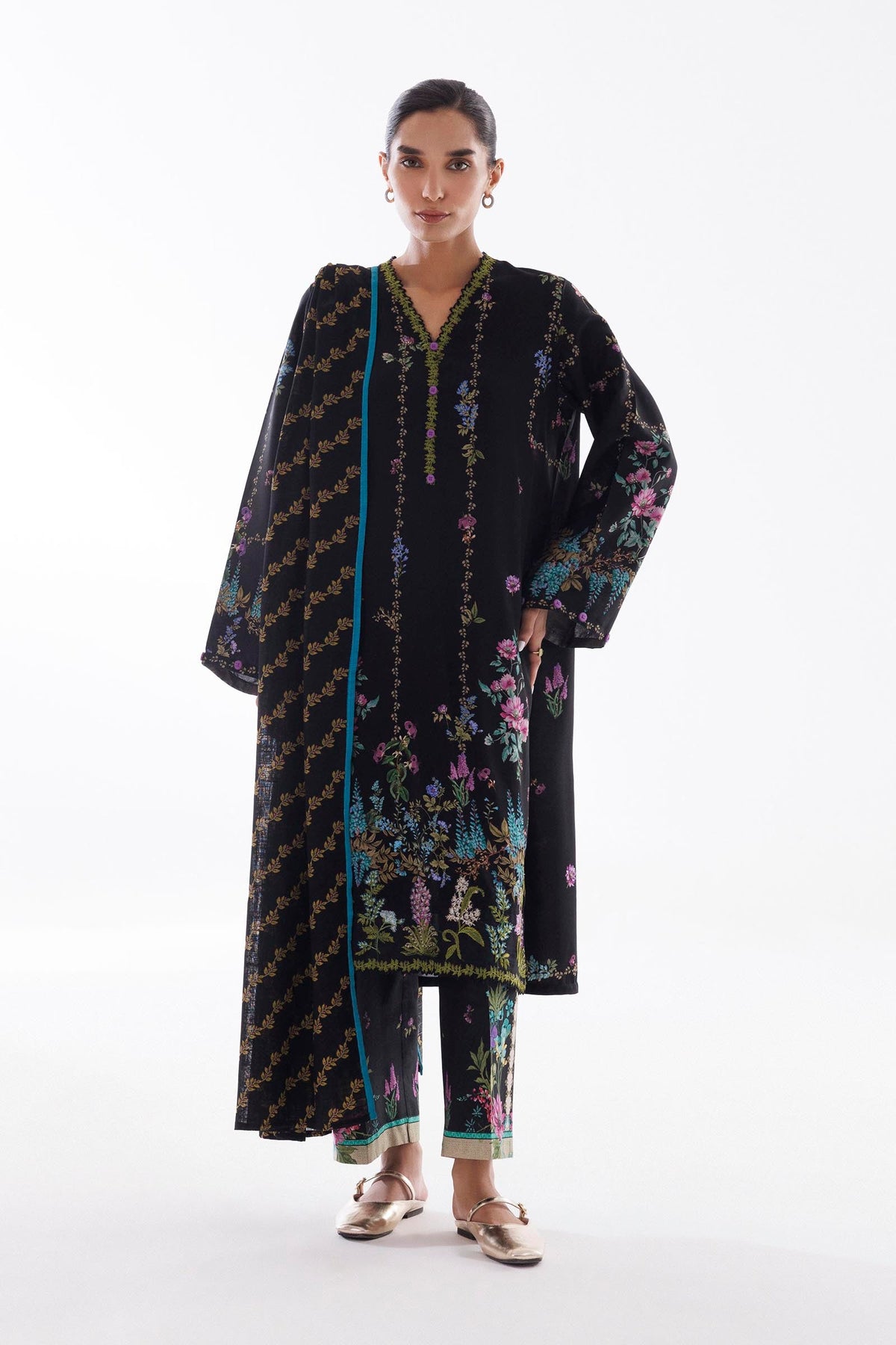 Stitched Linen Muzlin Suit