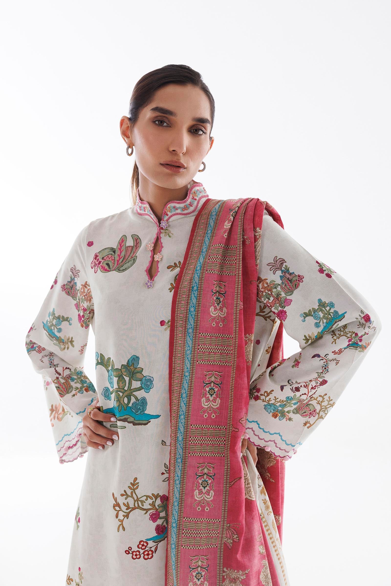 Stitched Linen Muzlin Suit