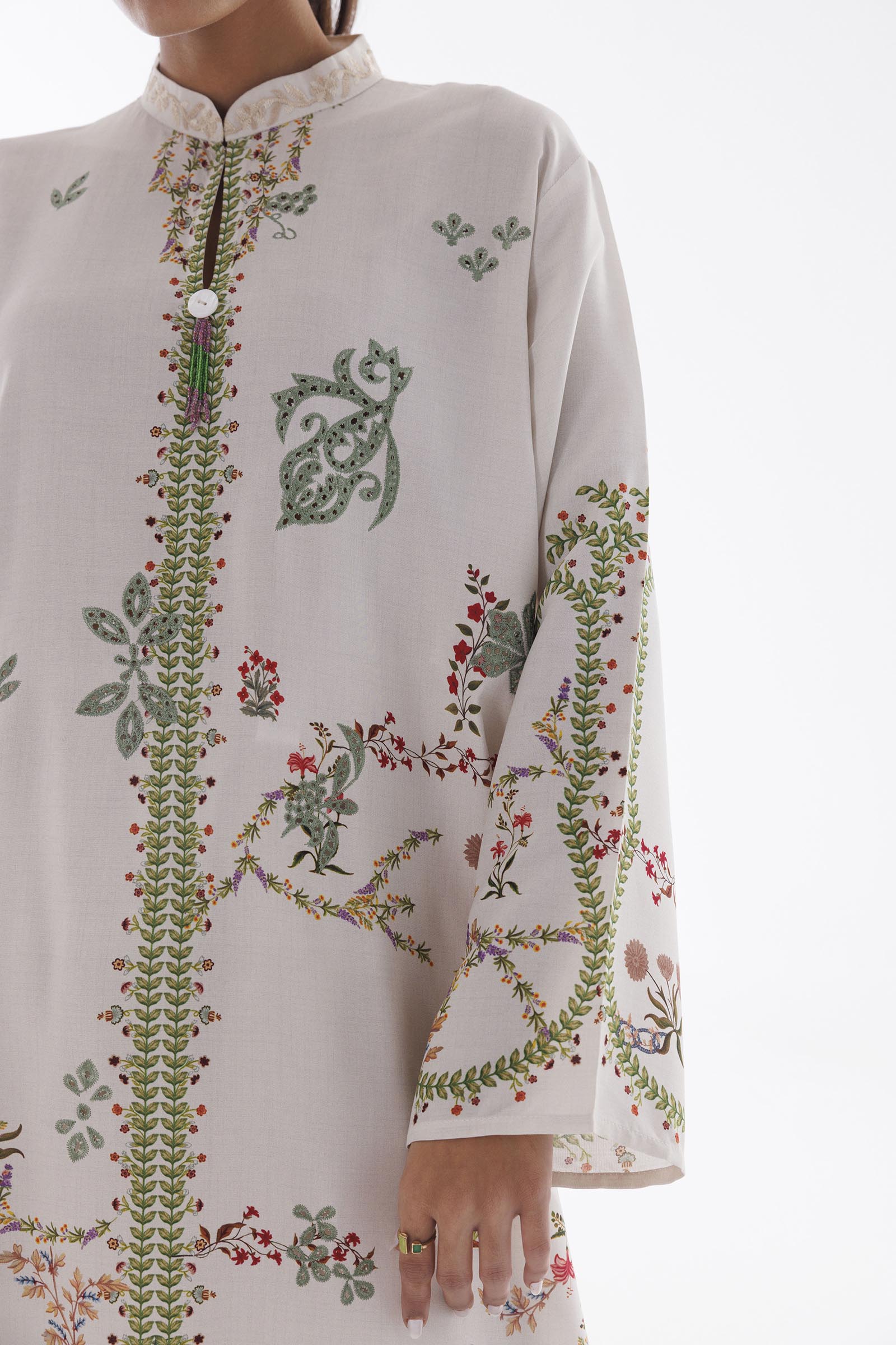 Stitched Linen Muzlin Suit