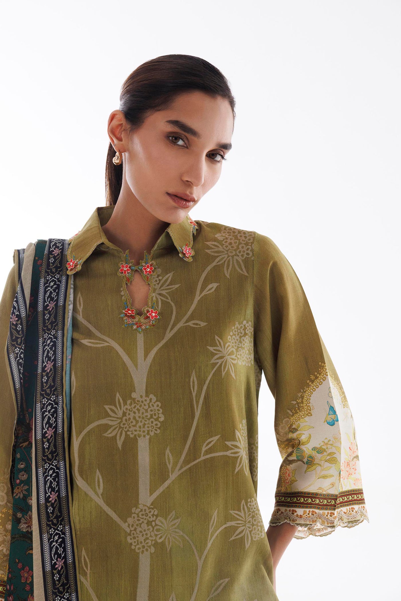 Stitched Linen Muzlin Suit
