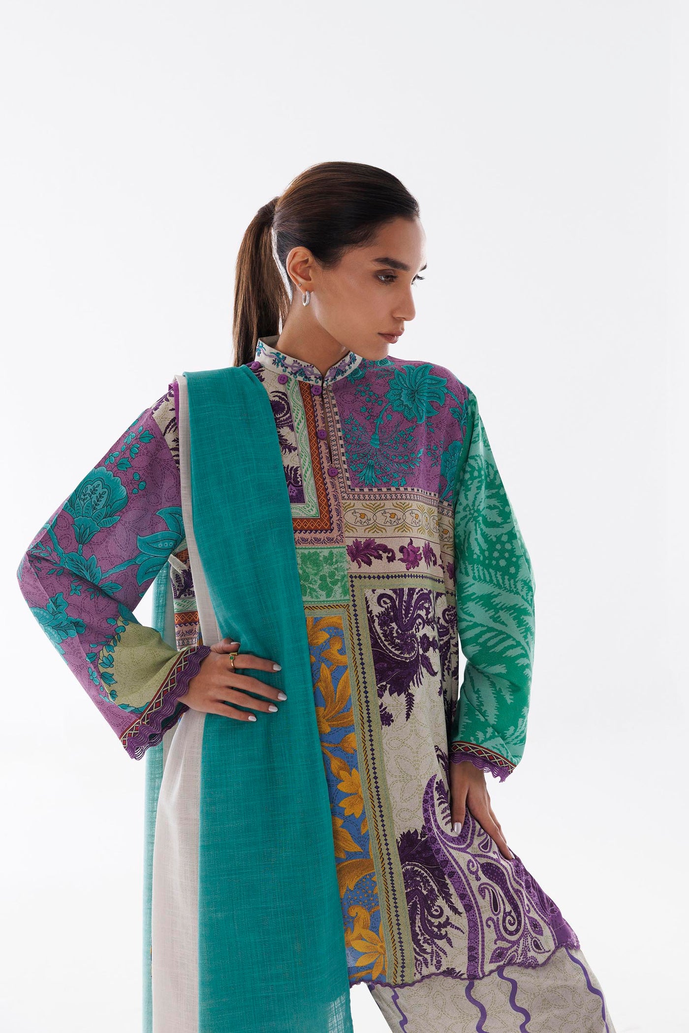 Stitched Linen Muzlin Suit