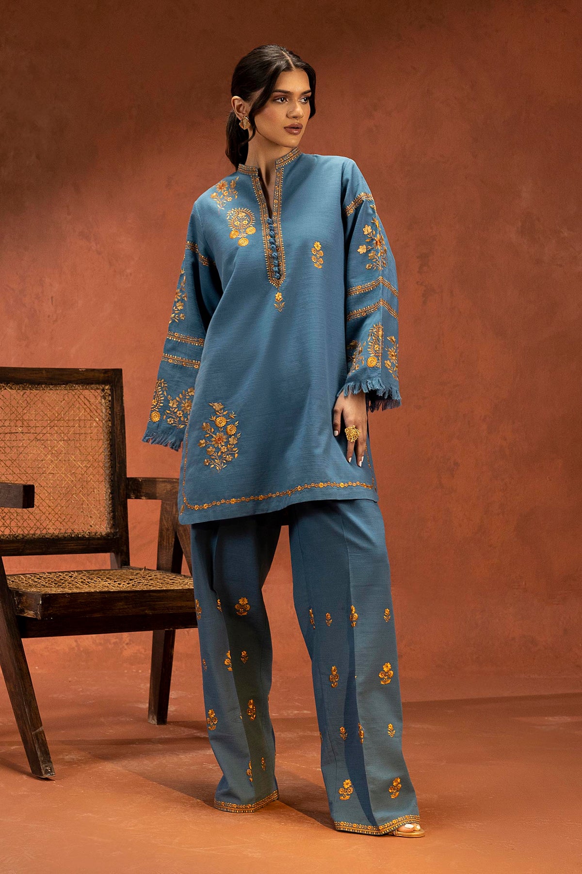 Stitched Embroidered Khaddar Slub