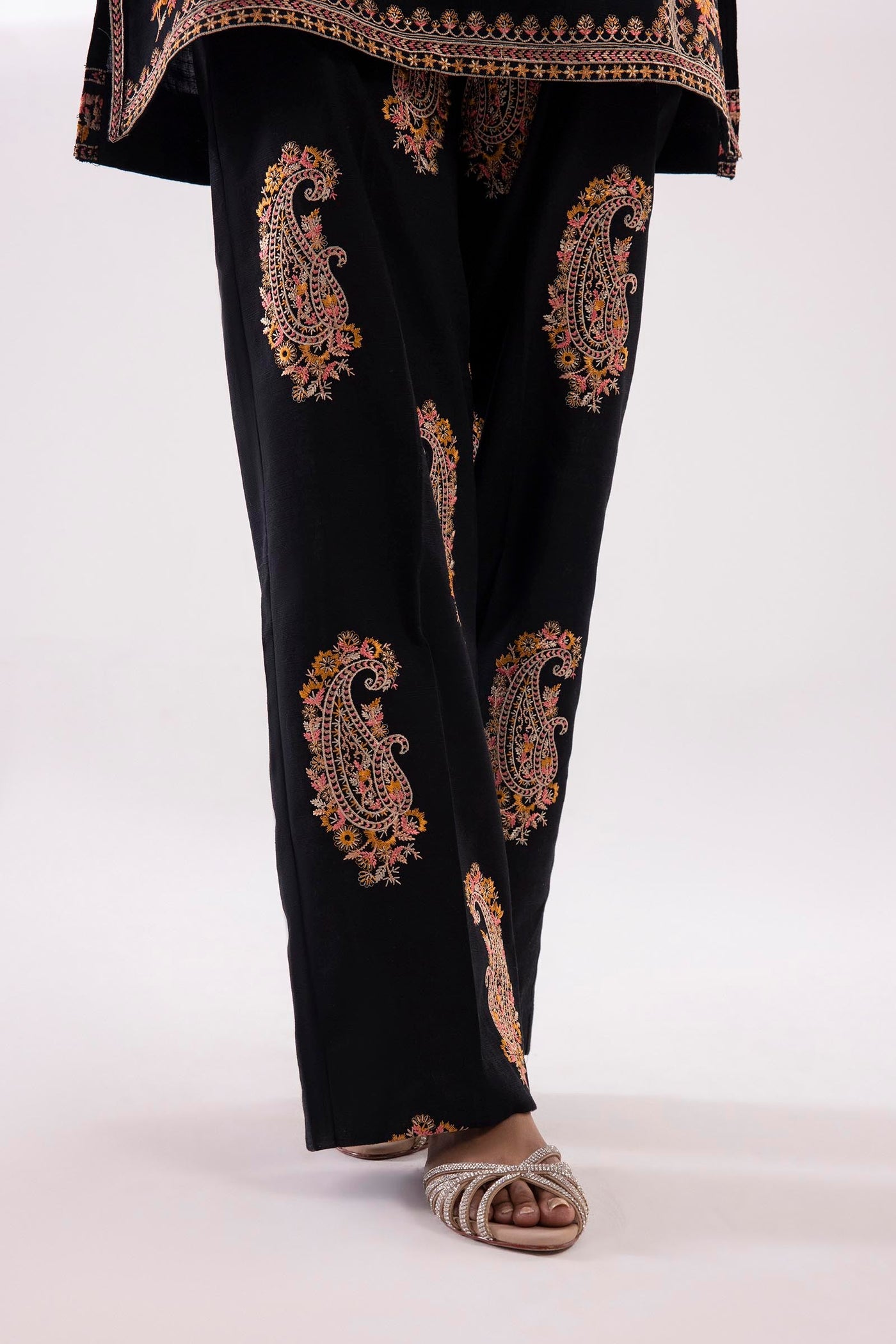 Stitched Embroidered Khaddar Shirt + Culotte