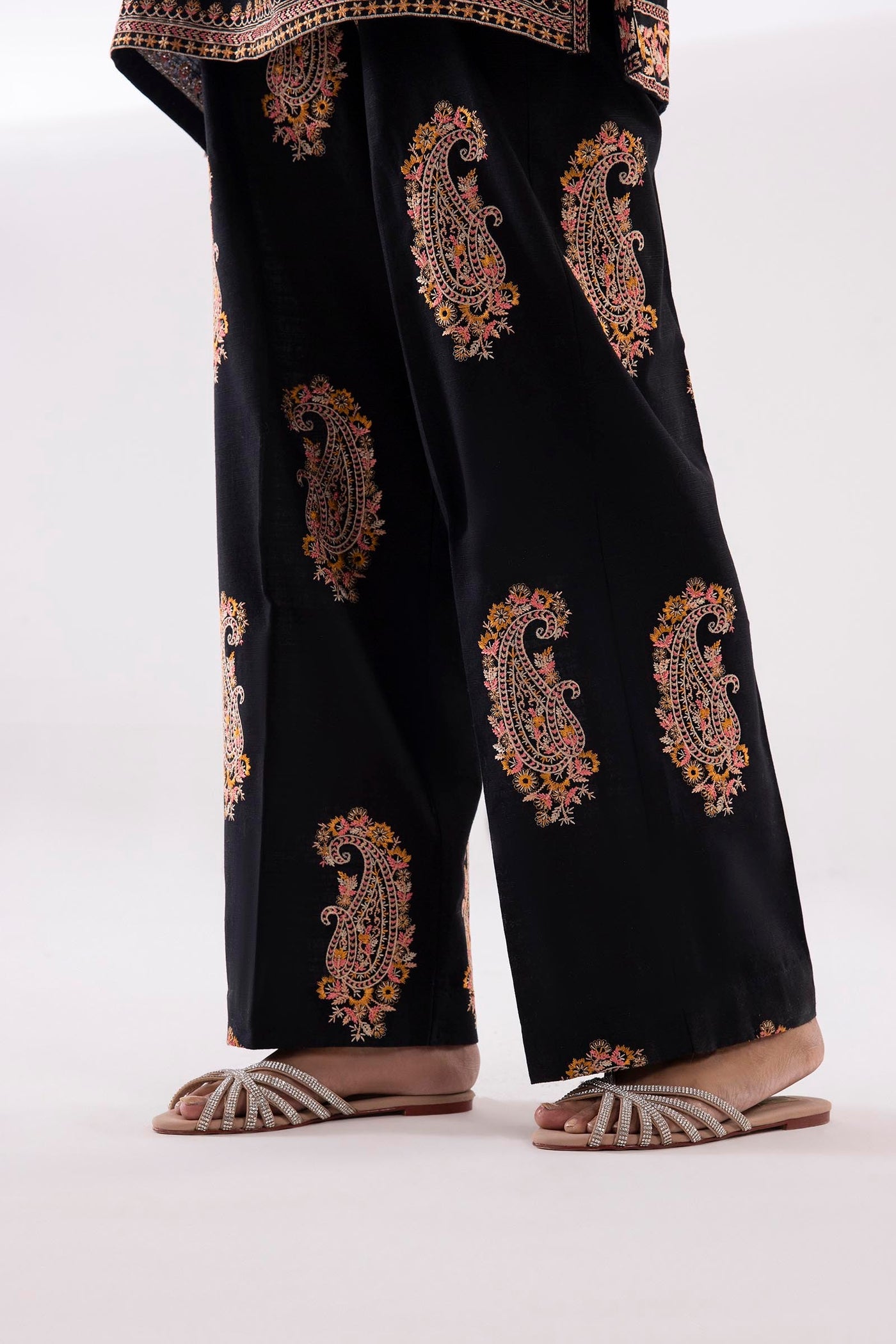 Stitched Embroidered Khaddar Shirt + Culotte