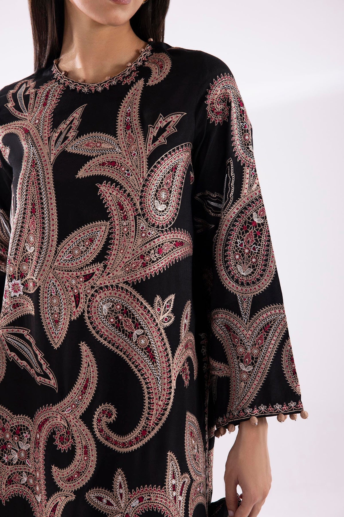 Stitched Embroidered Raw Silk Suit