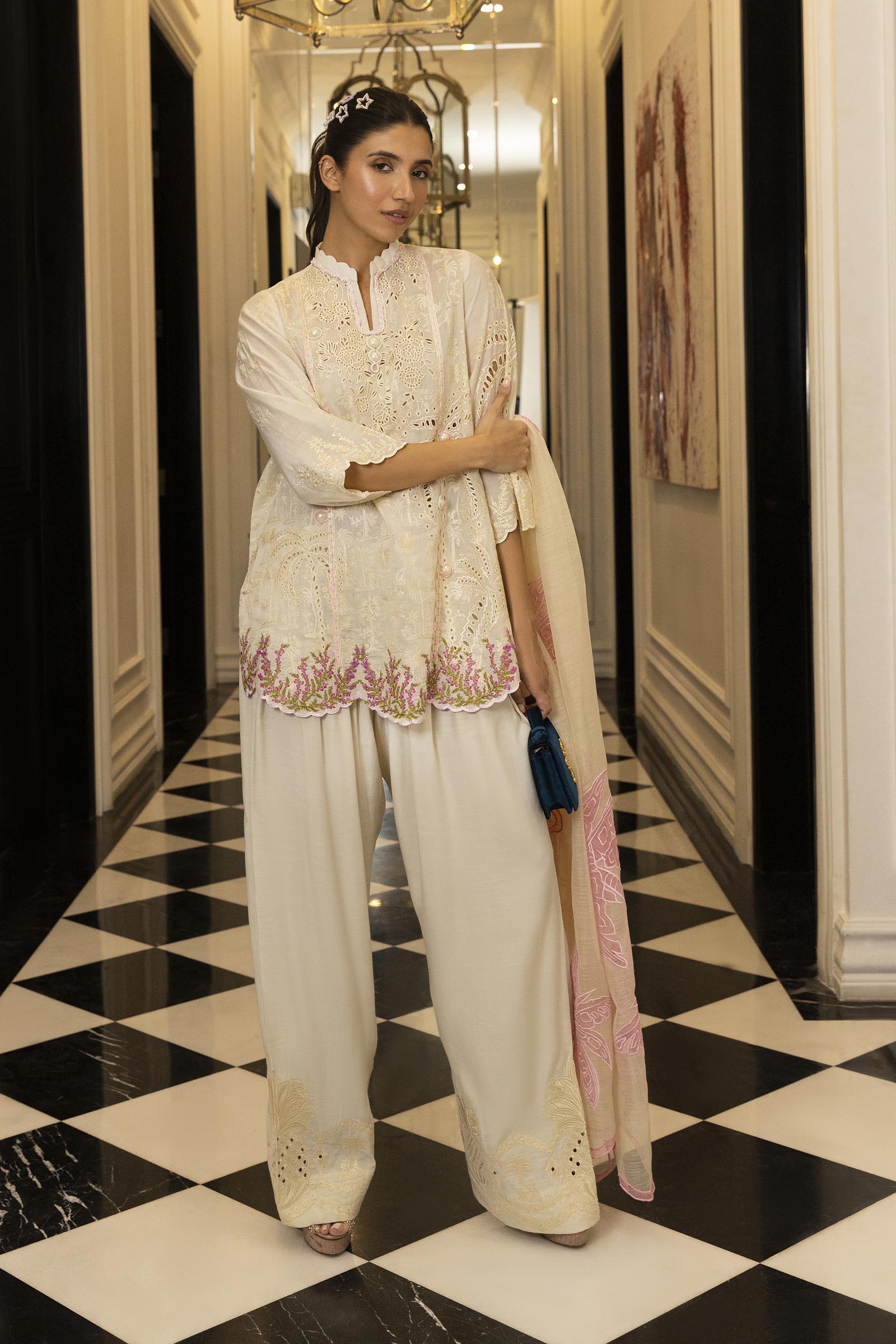 Stitched Embroidered Swiss Cotton Shirt + Shalwar