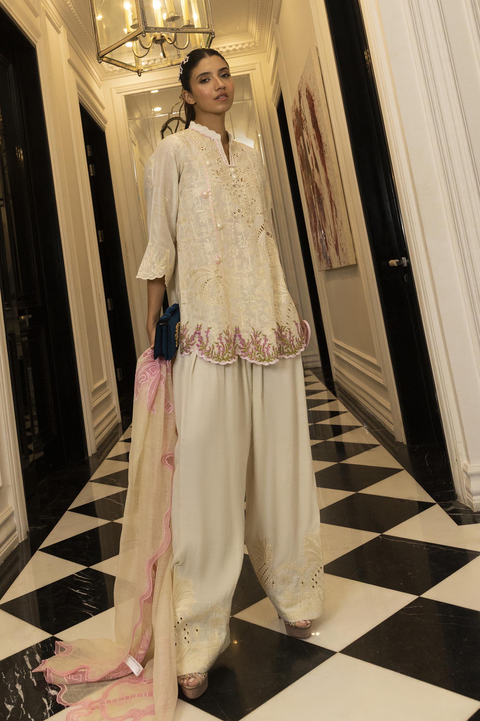 Stitched Embroidered Swiss Cotton Shirt + Shalwar