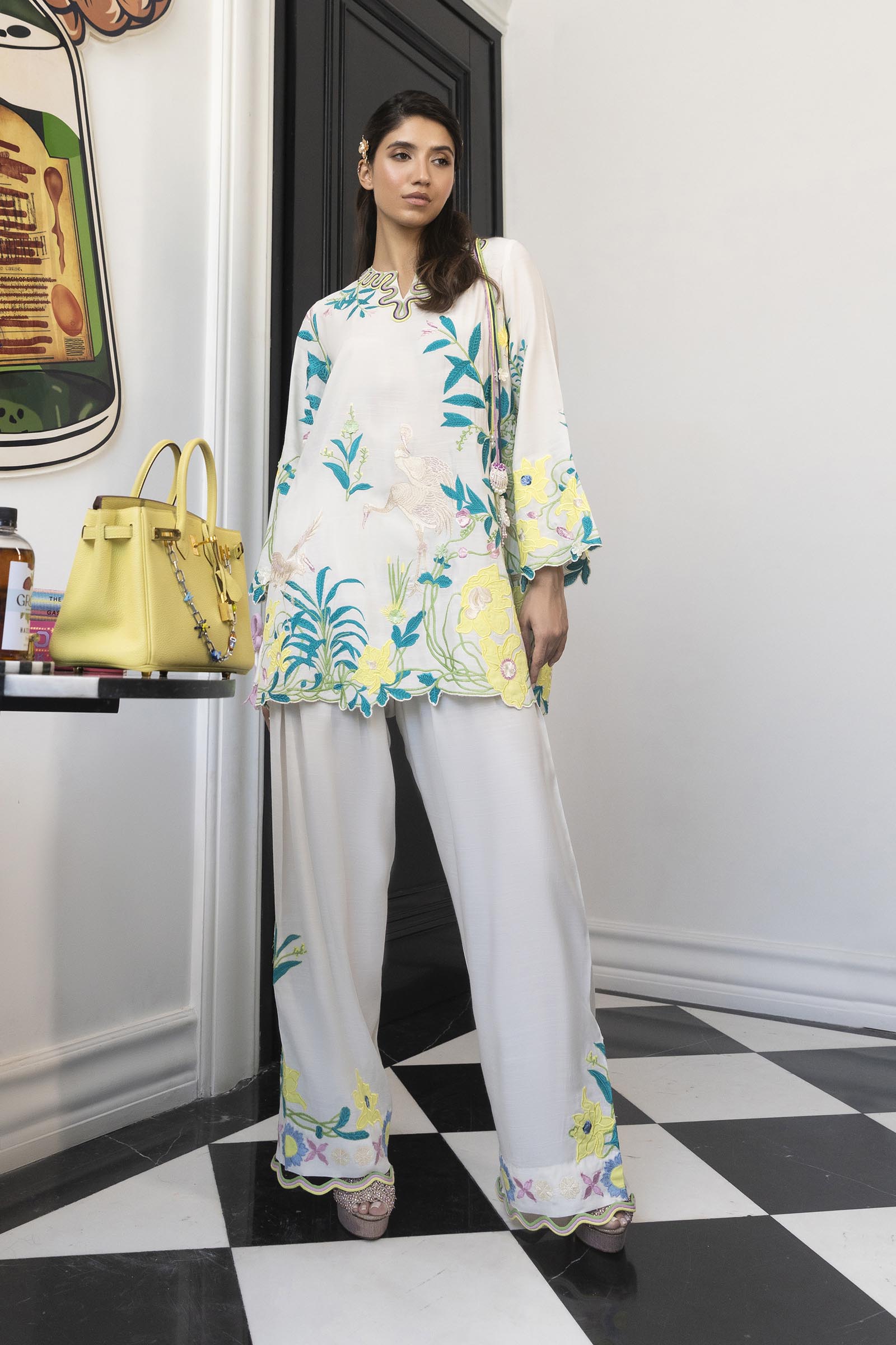 Stitched Embroidered Raw Silk Shirt + Shalwar