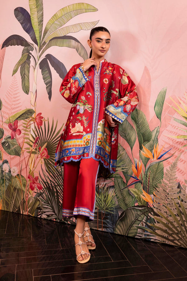 Stitched Printed Satin Shirt