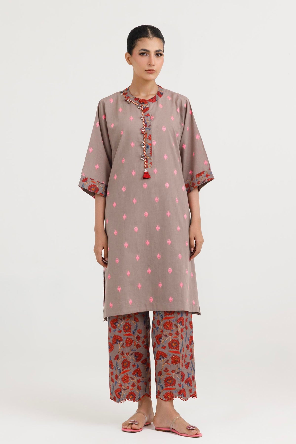 Stitched Embroidered Jacquard Shirt+ Culotte