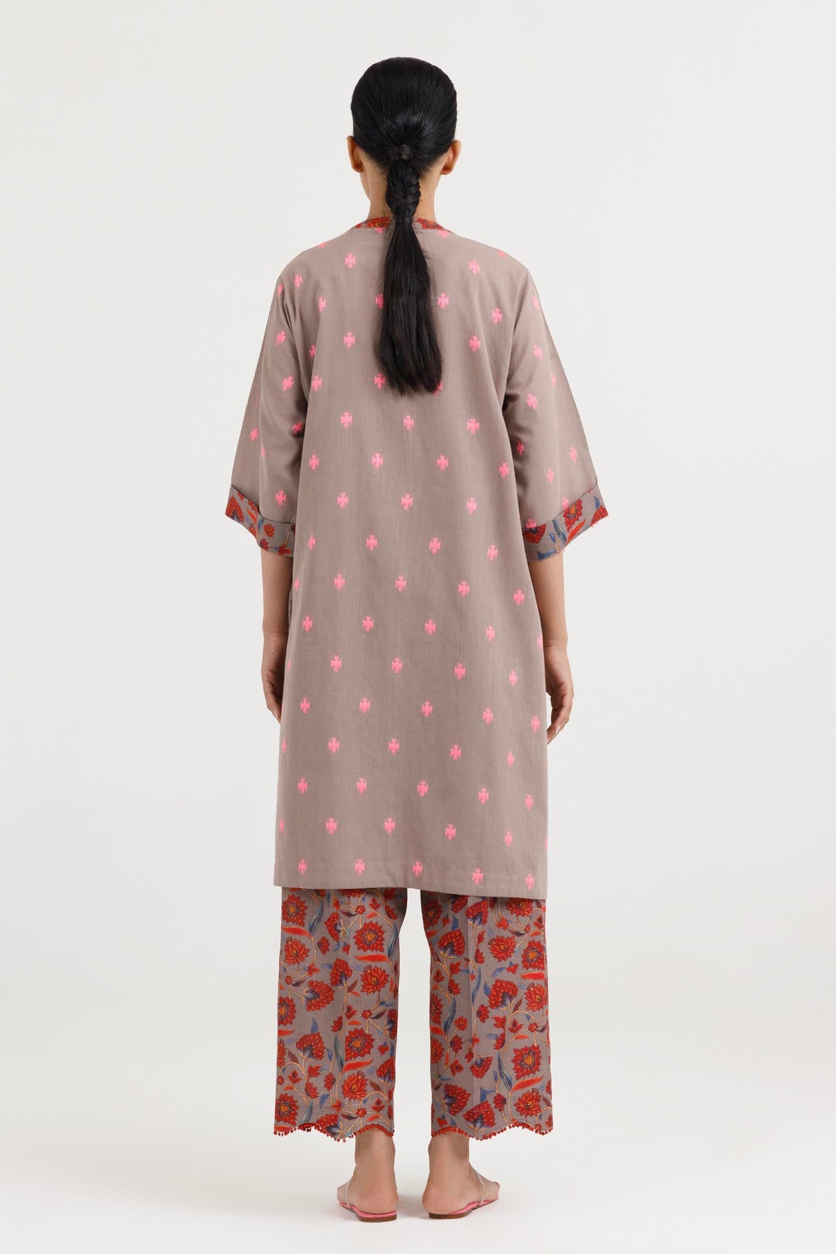 Stitched Embroidered Jacquard Shirt+ Culotte