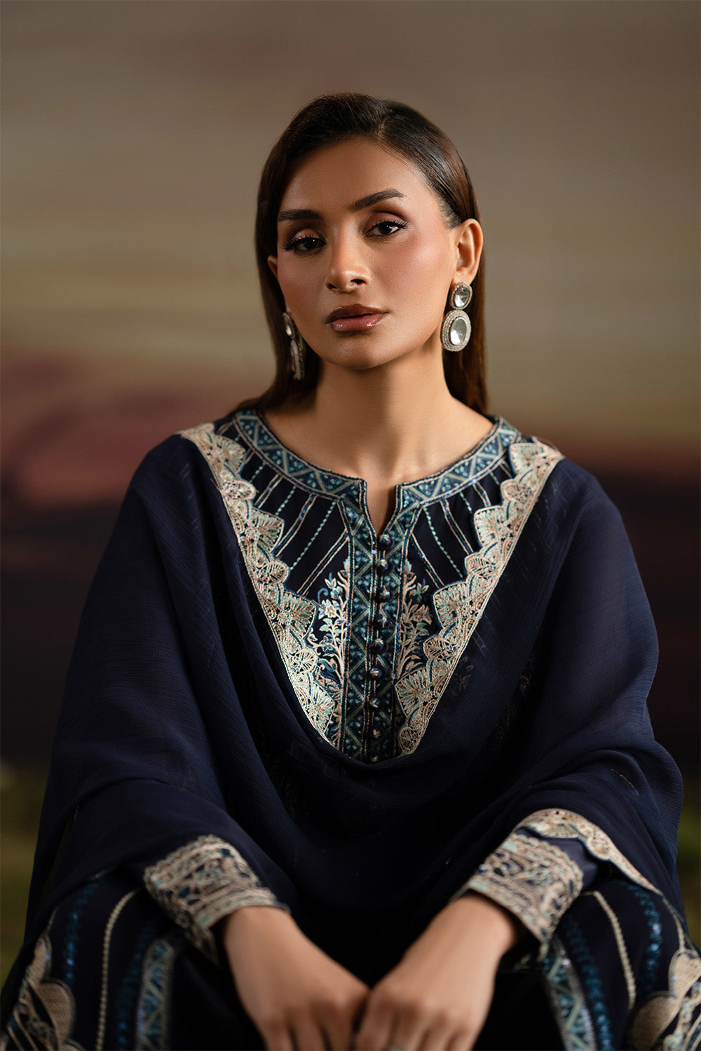 3-Piece-Embroiderd-Chiffon INDU - FWU5706