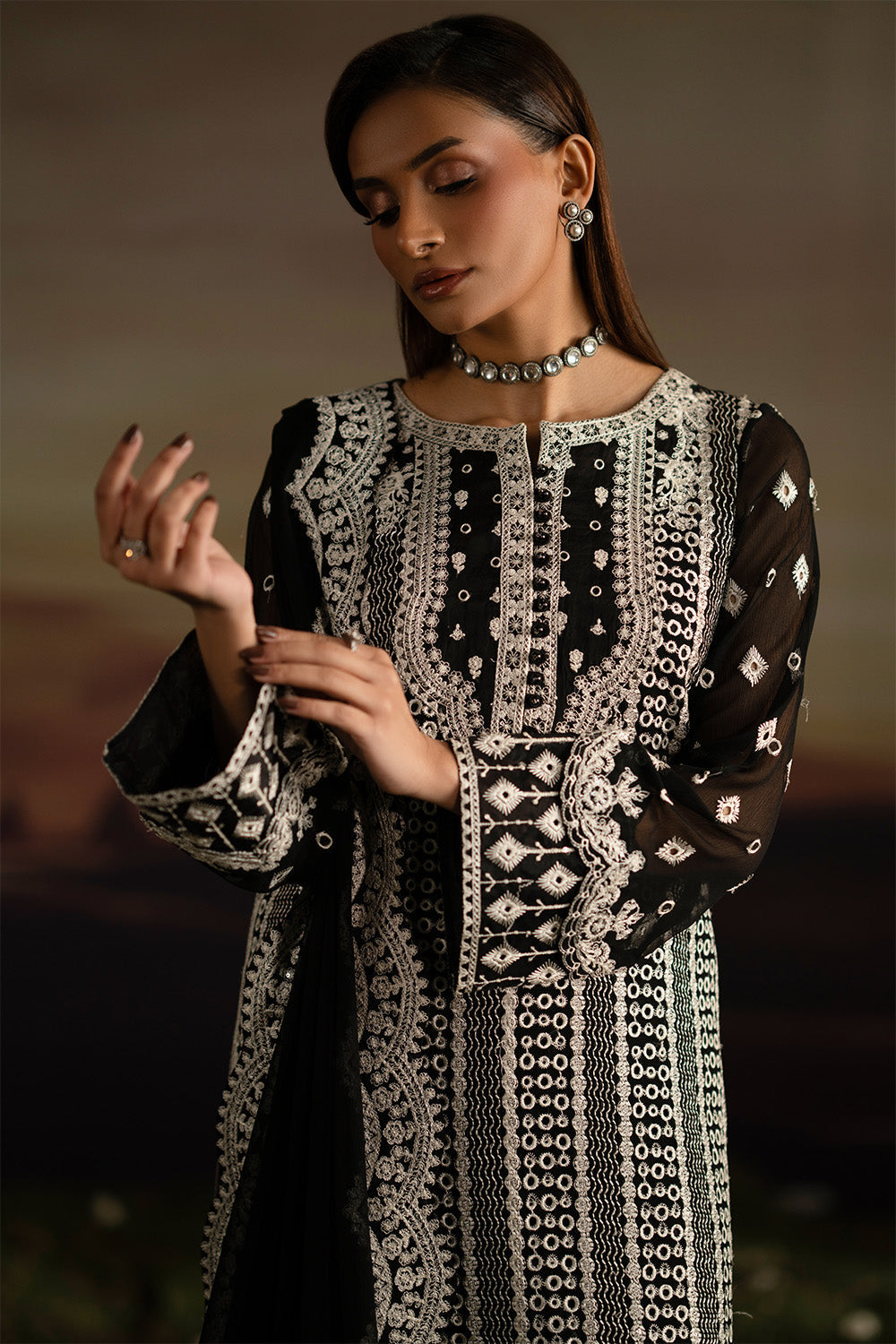 3-Piece-Embroiderd-Chiffon INBHA - FWU5708
