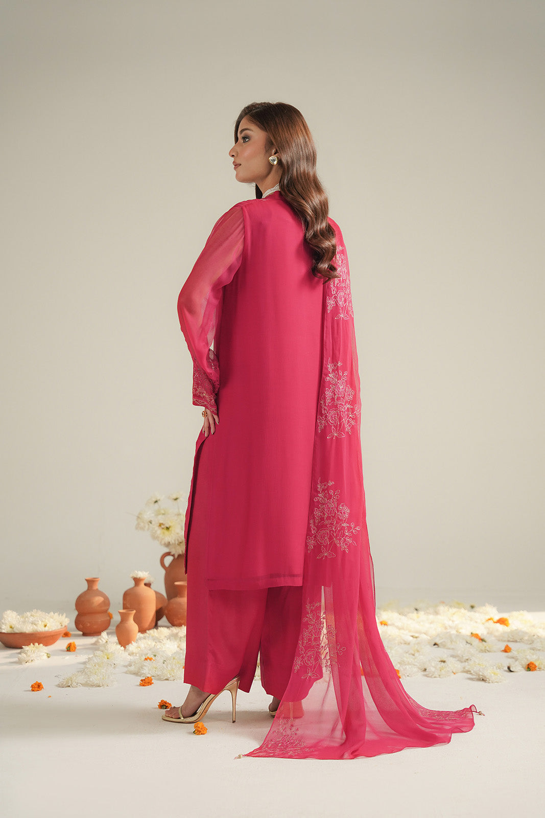 3 Piece Chiffon Embroidered Unstitched Suit (UF0041)