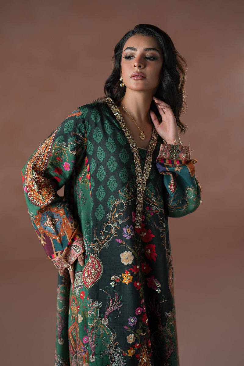 Forest Floral Tassel Kaftan Set (D-06)