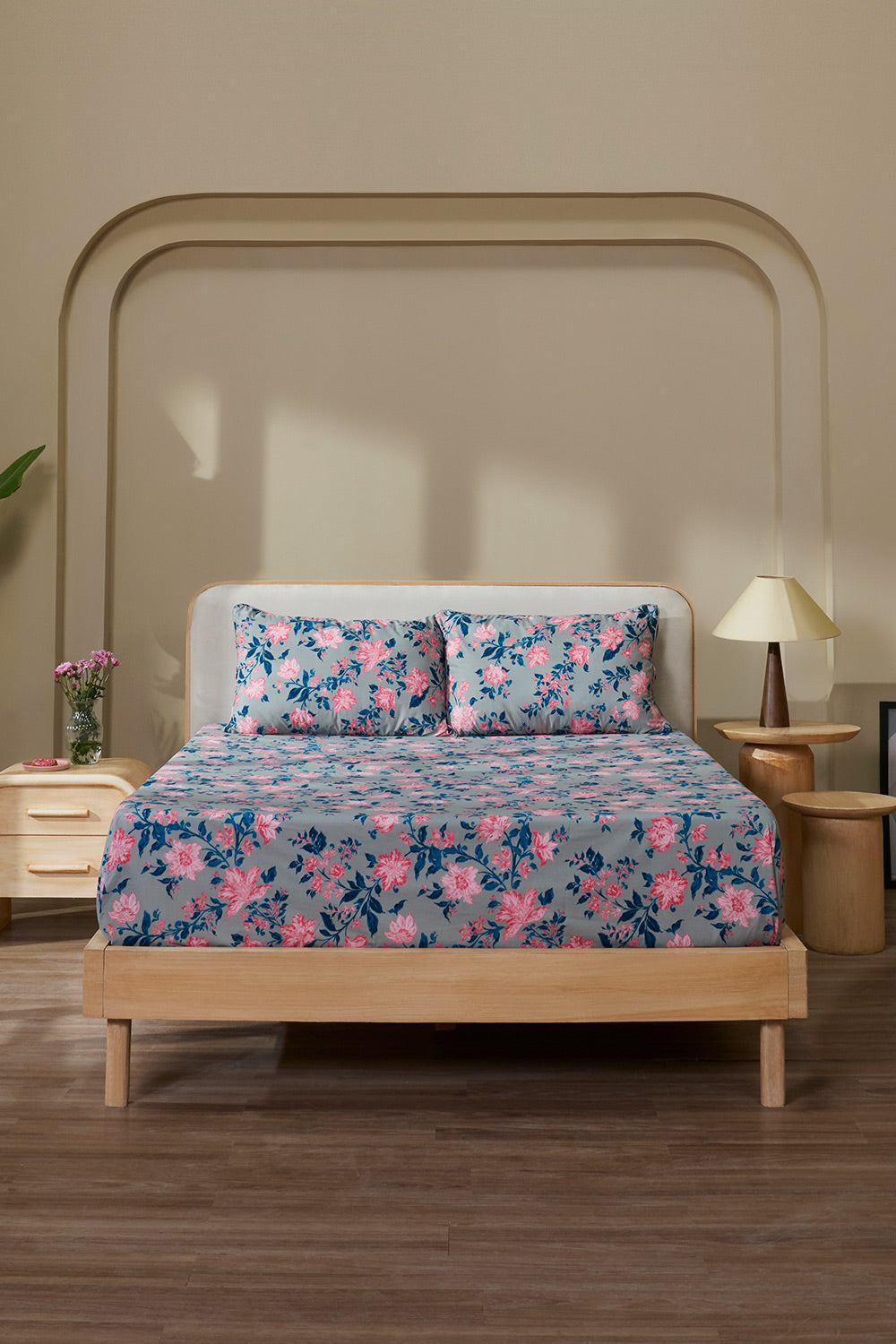 Flora Blue T-150 Bed Sheet Set